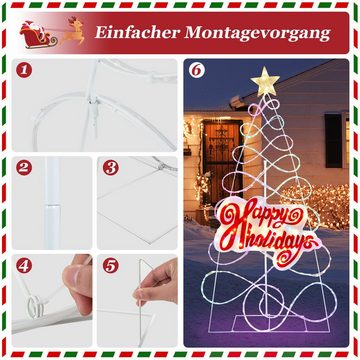 COSTWAY LED Baum, Farbwechsler, 170cm, 216 LEDs, 6 Lichtmodi, für Weihnachten