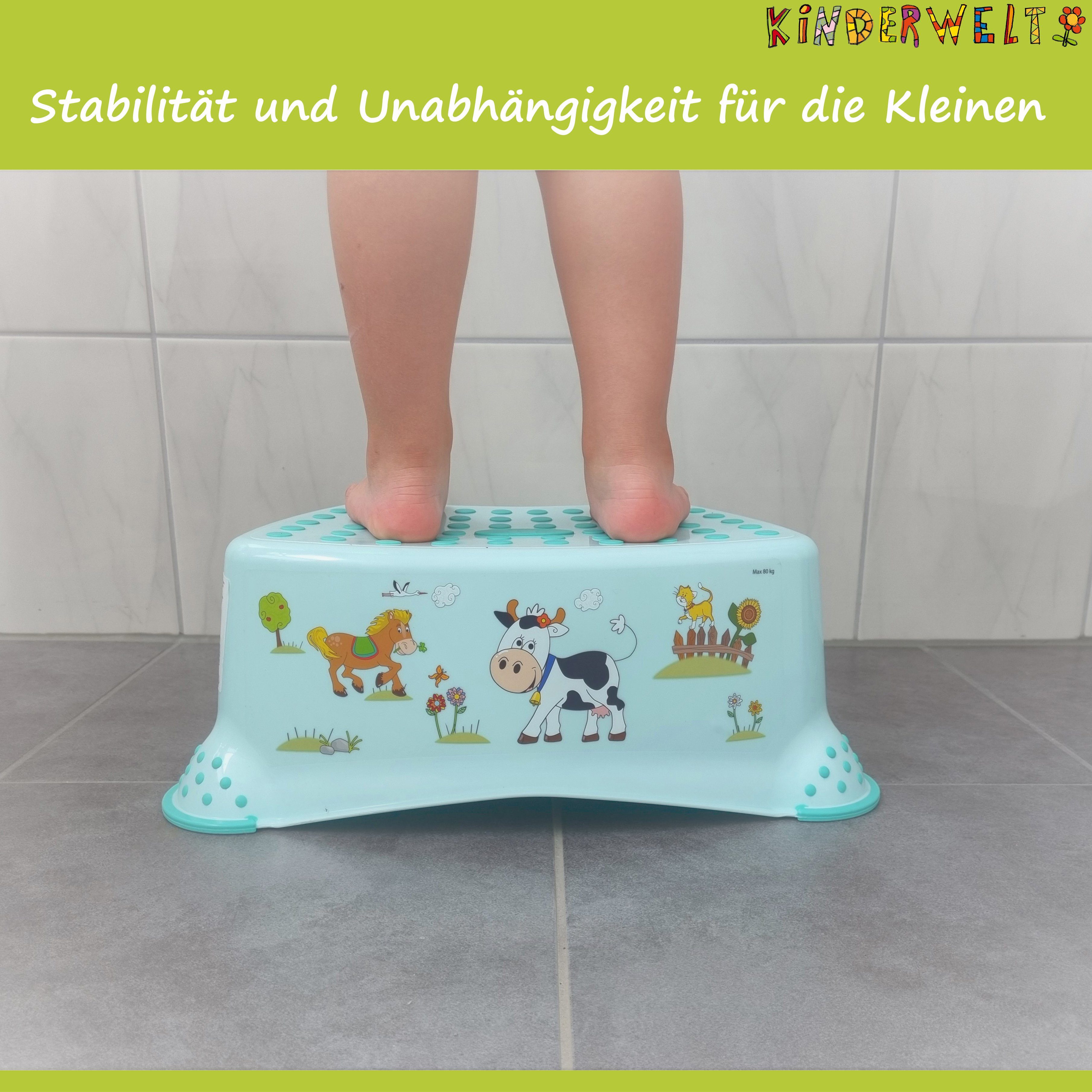 KiNDERWELT Tritthocker 2er-Set Funny Farm aquamarin WC Aufsatz + Hocker (2er Set, Premium Set) – Bild 5 von 5