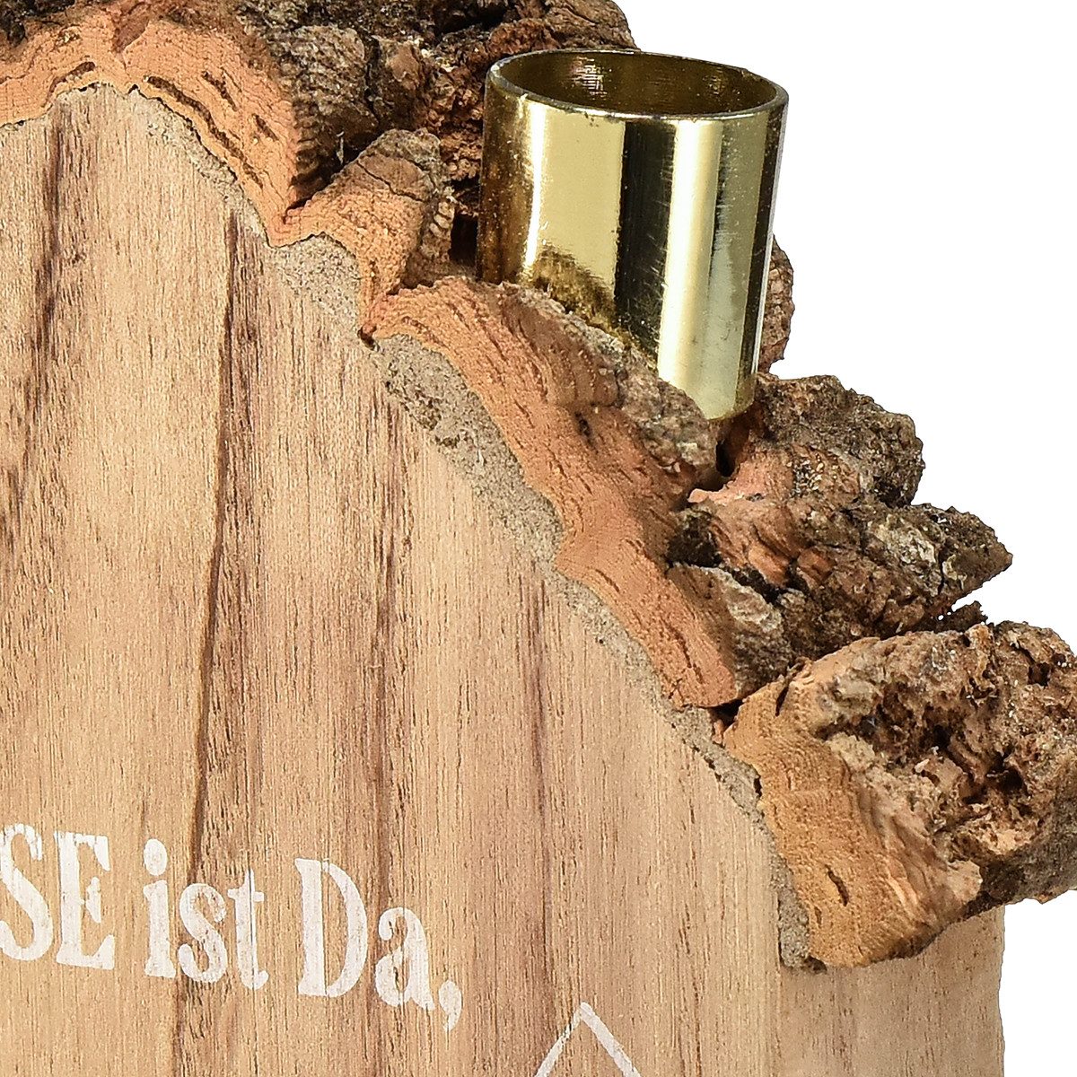 Florists Products Kerzenhalter Rustikaler Holzkerzenhalter mit herzlichem Spruch für