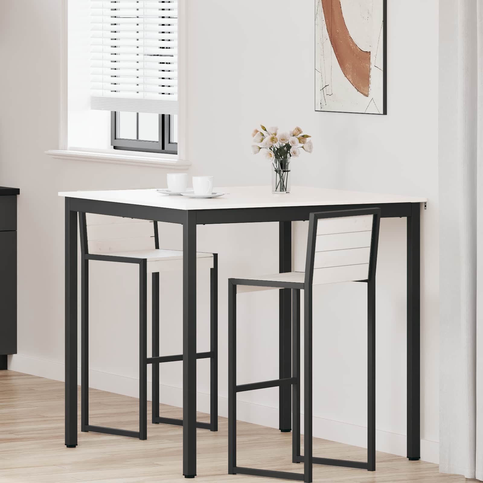 vidaXL Esstisch Bartisch Weiß 110 x 110 x 105 cm Massives Kiefernholz (1-St)