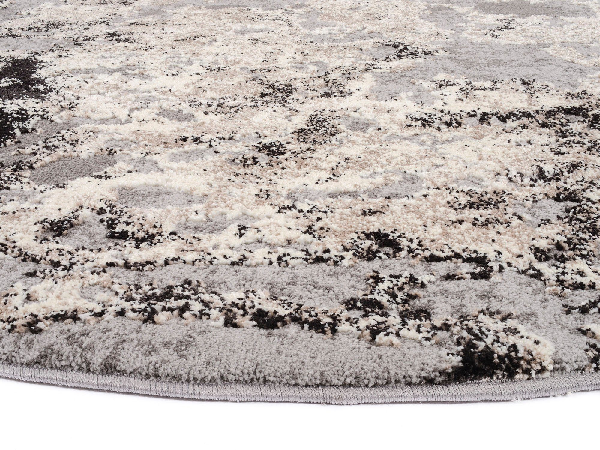 OCI DIE TEPPICHMARKE Teppich JUWEL LIRAY, rund, Höhe: 20 mm, Kurzflor, Wohnzimmer, Marmor Optik, Hoch Tief Effekt – Bild 5 von 5