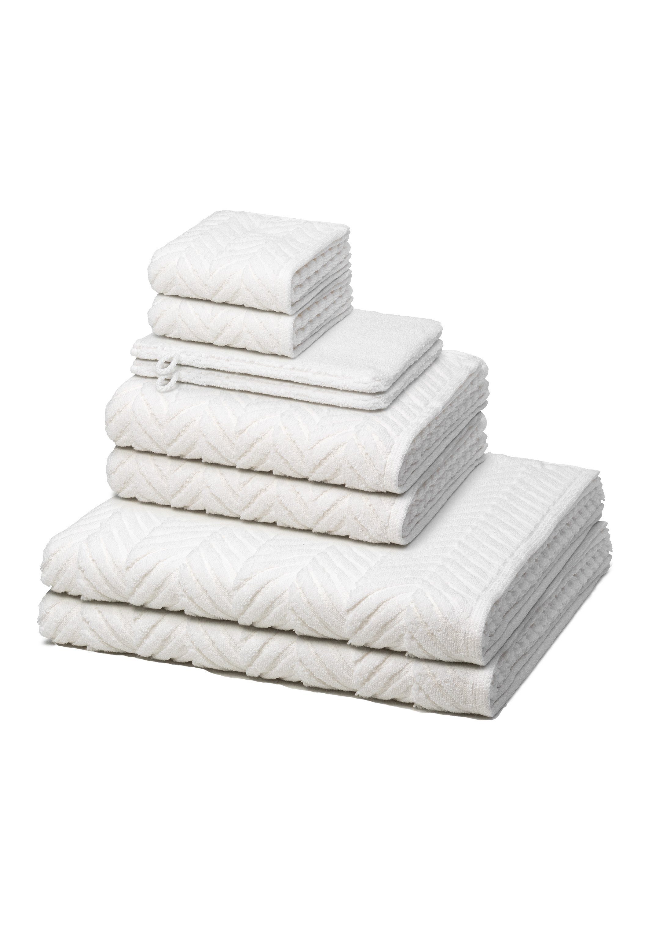 ROSS Handtuch Set Sensual Skin, Walkfrottee, (Spar-Set, 8-tlg), 2 X Wasch- 2 X Gäste- 2 X Dusch- 2 X Handtuch im Set - Baumwolle - Weiß