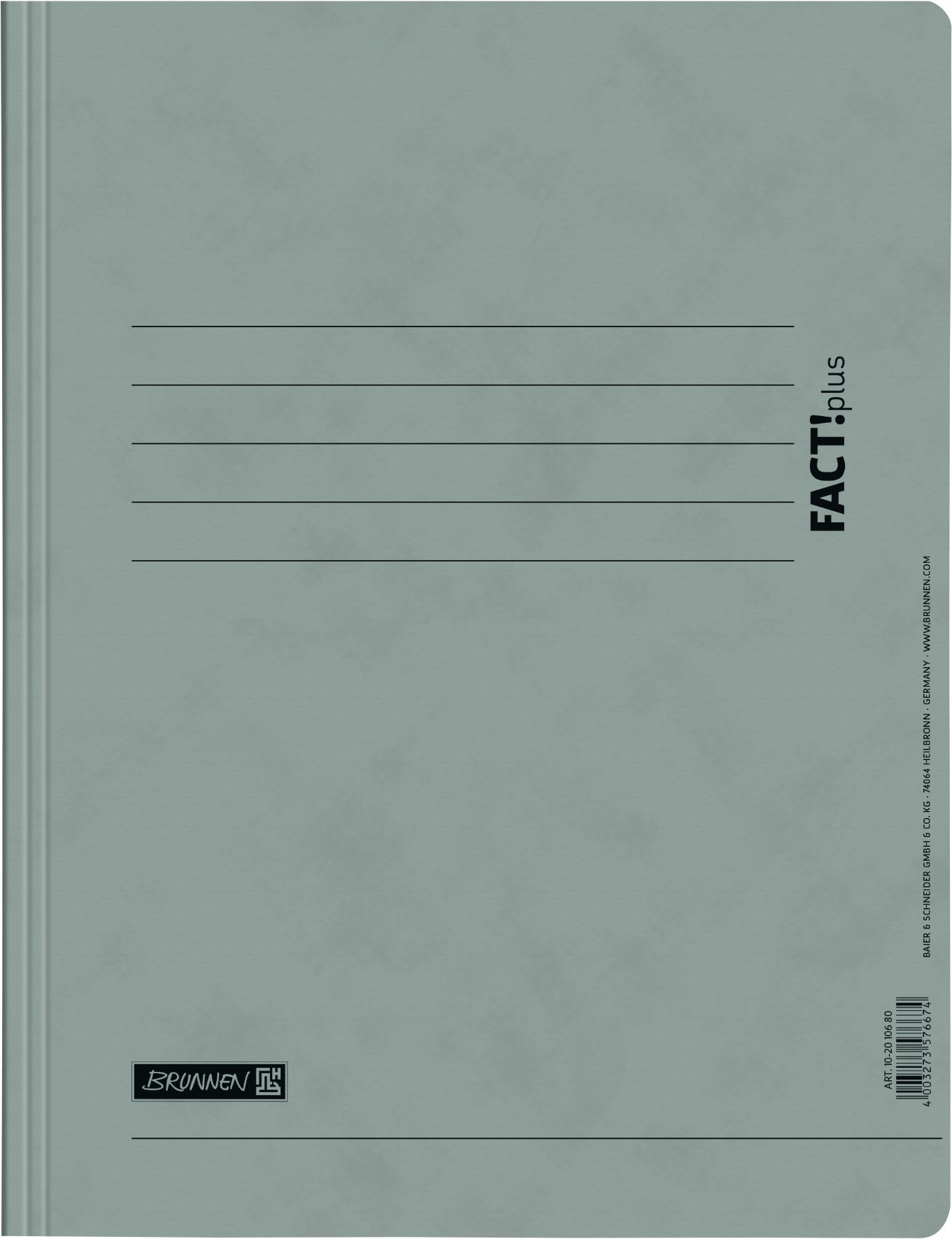 BRUNNEN Hefter BRUNNEN FACT!plus Schnellhefter grau A4 Karton 375g/m² 10-2010680, Schnellheft Mechanik, mit Amtsheftung