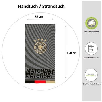 Deutscher Fußball-Bund Sporthandtuch offizielles DFB Strandtuch mit Deutschlandfarben aus 100% Baumwolle, Frottee, mit DFB Logo und Schriftzug Matchday