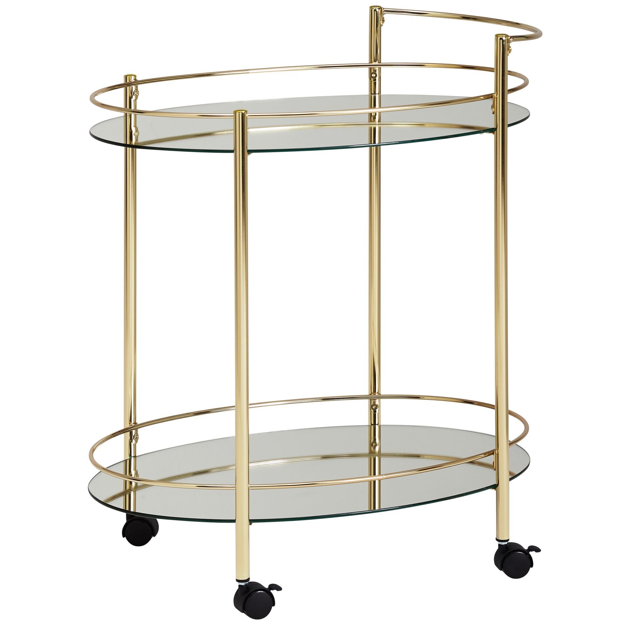 möbelando Servierwagen Design Servierwagen Gold 67x79 cm Mobile Mini Bar, Beistelltisch auf, 46 x 79 x 67 cm (B/H/L)