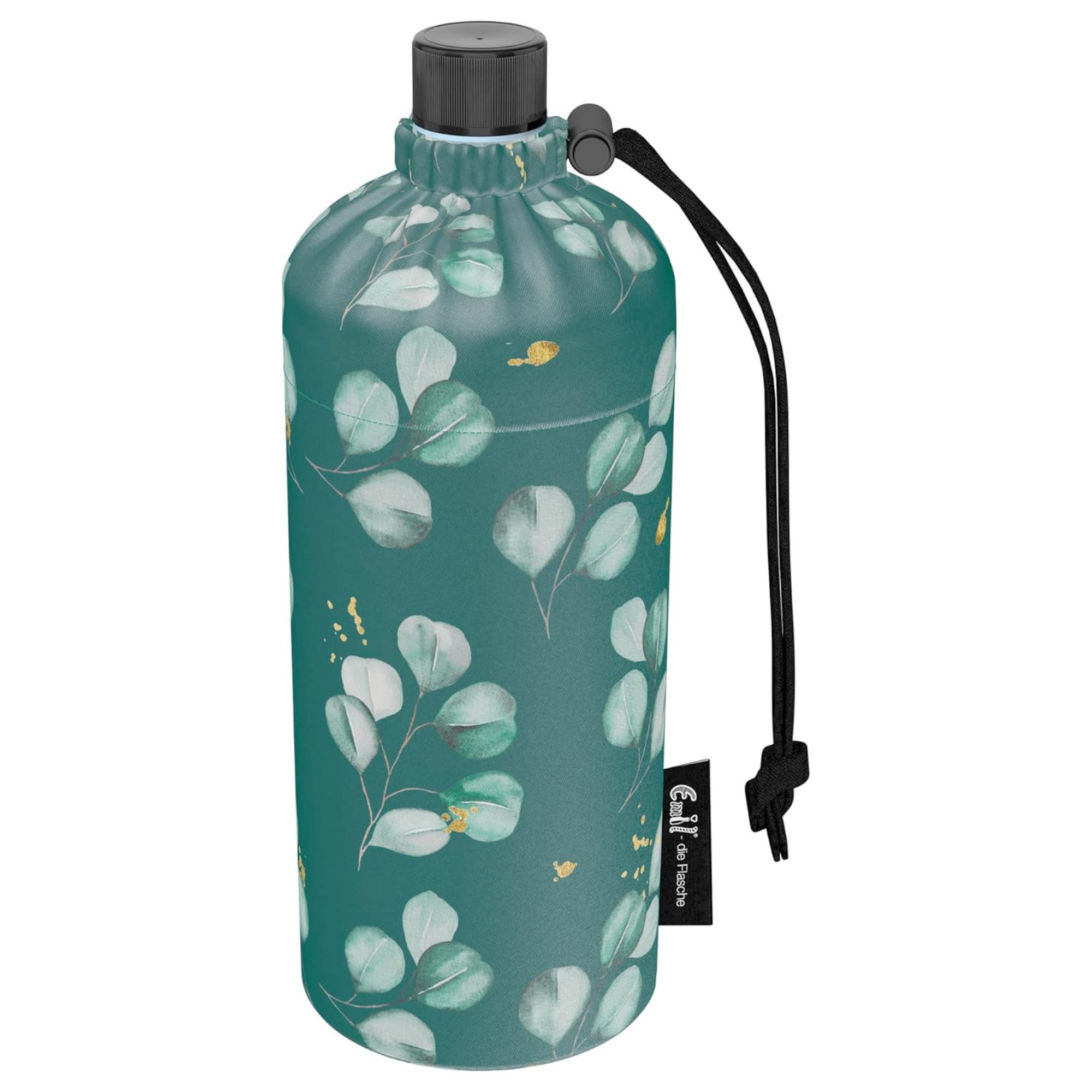 Emil Trinkflasche Eucalyptus Glasflasche, Bruchsicher, Auslaufsicher, Glasflasche, BPA-Frei, 400ml
