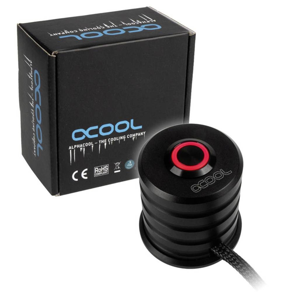 AlphaCool PC-Gehäuse Powerbutton mit Taster, 19mm (beleuchtet) - Deep Black 17434
