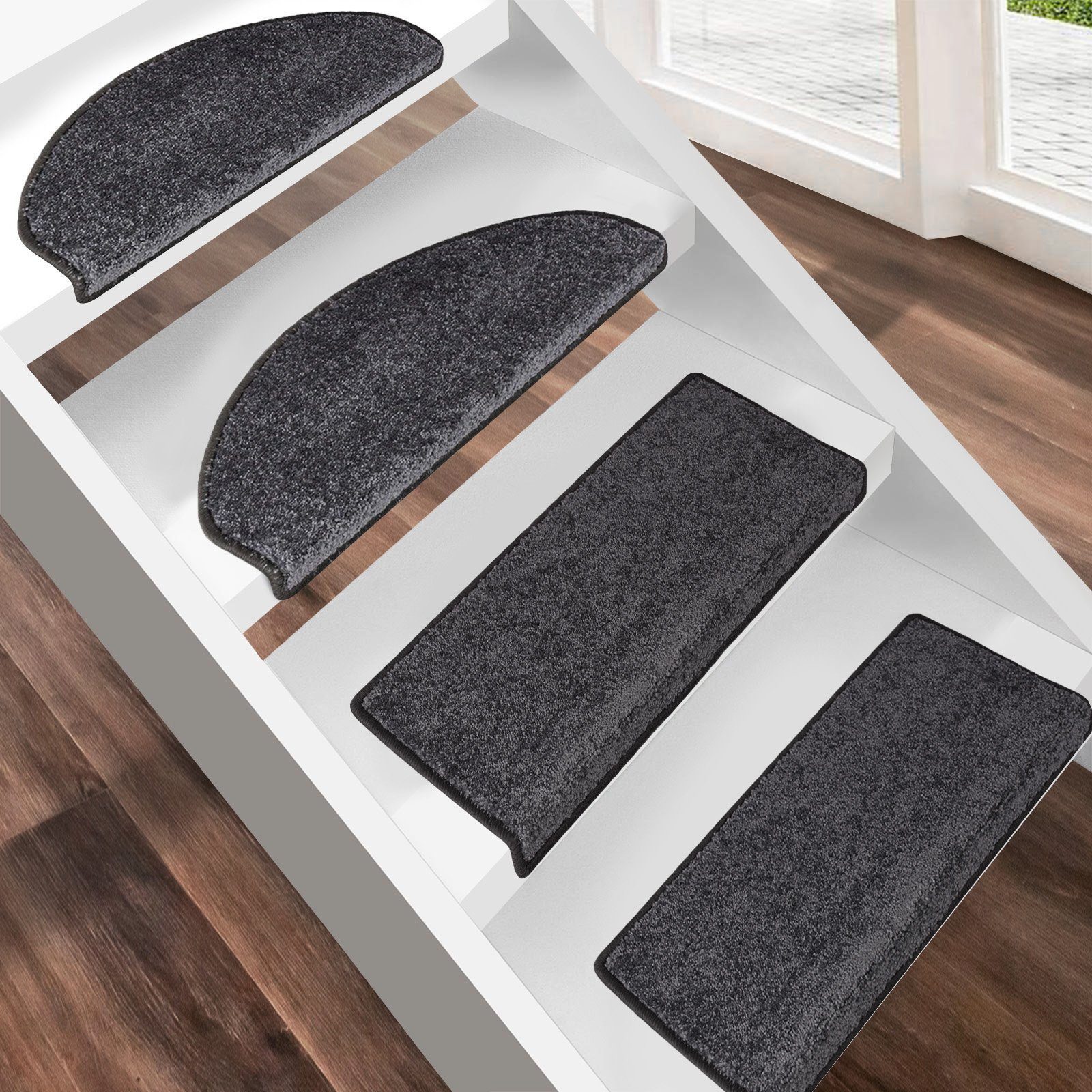 Floordirekt Stufenmatte Sundae 1A, Erhältlich in vielen Farben & Größen, Treppenschutz, Halbrund, Höhe: 13,5 mm