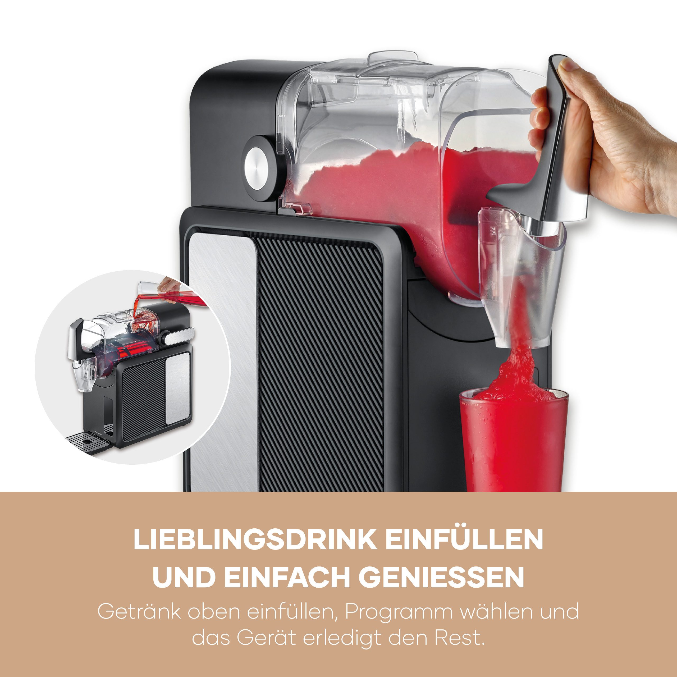 Severin Eismaschine S-Slush EZ 9520, 220 W, Slush Ice Maker, kein Eis nötig, 2L, Eis-Cocktail Frappé Milchshake – Bild 3 von 5