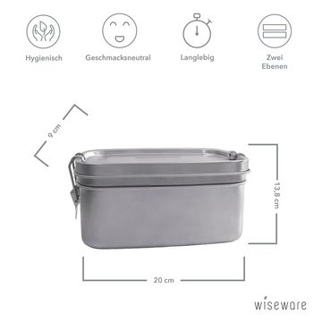 wisefood Lunchbox Edelstahl Lunchbox - Brotdose / Snackbox mit 2, Edelstahl, (1-tlg)