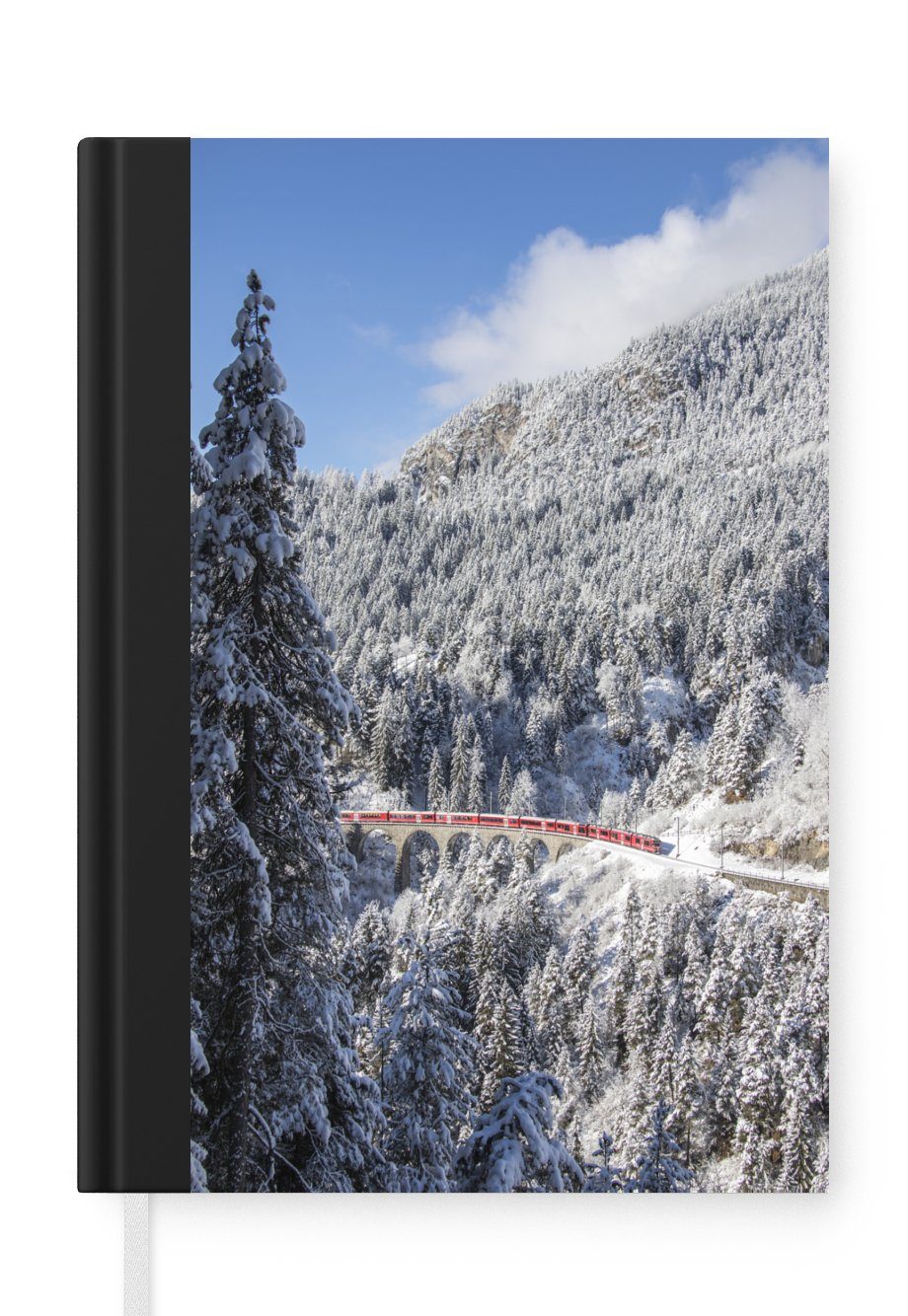 MuchoWow Notizbuch Alpen - Bahnstrecke - Schnee, Journal, Merkzettel, Tagebuch, Notizheft, A5, 98 Seiten, Haushaltsbuch