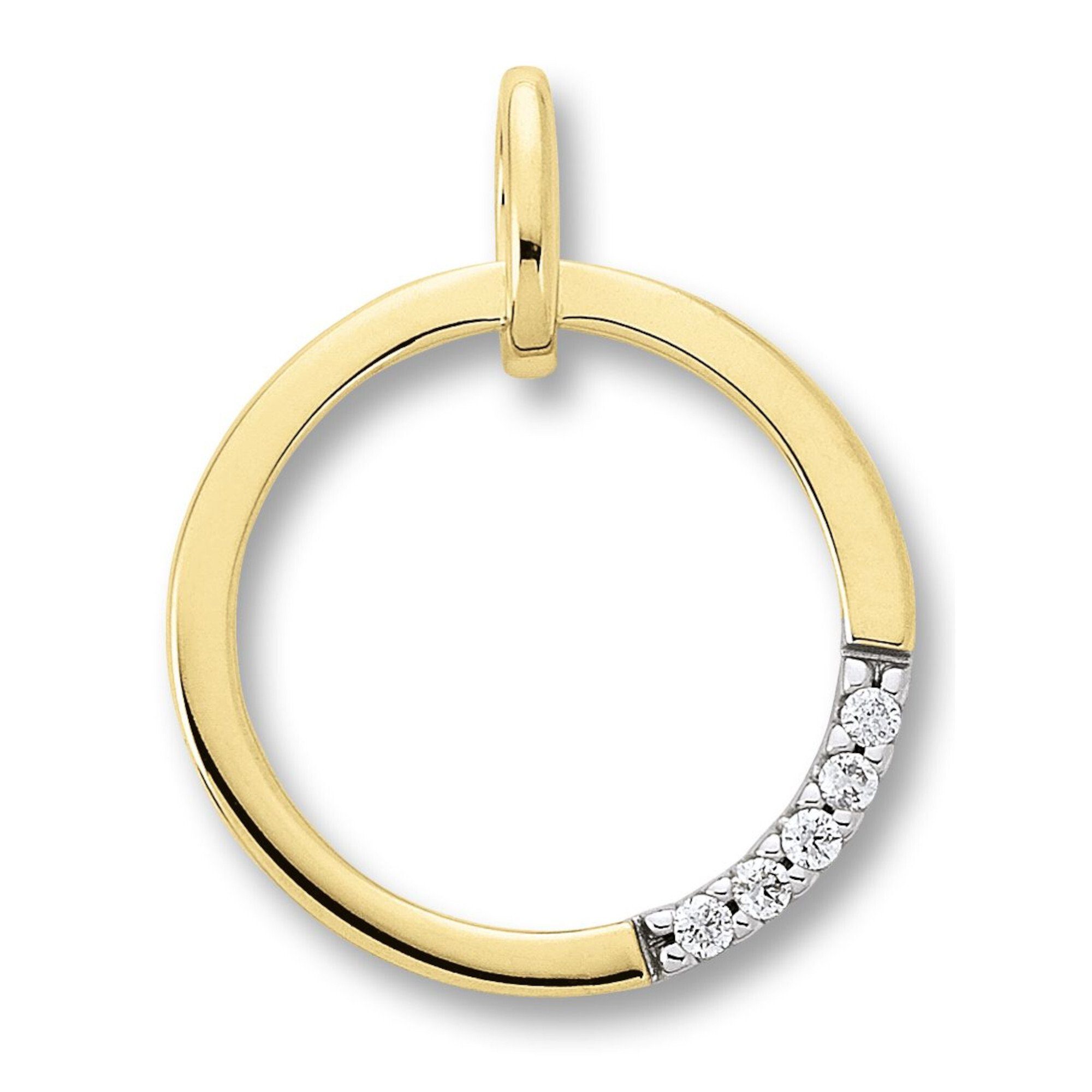 ONE ELEMENT der 5 Diamant : Schmuck, Diamenten 0.03 ct 585 aus Anzahl Gelbgold, Anhänger Brillant Damen Gold Kettenanhänger