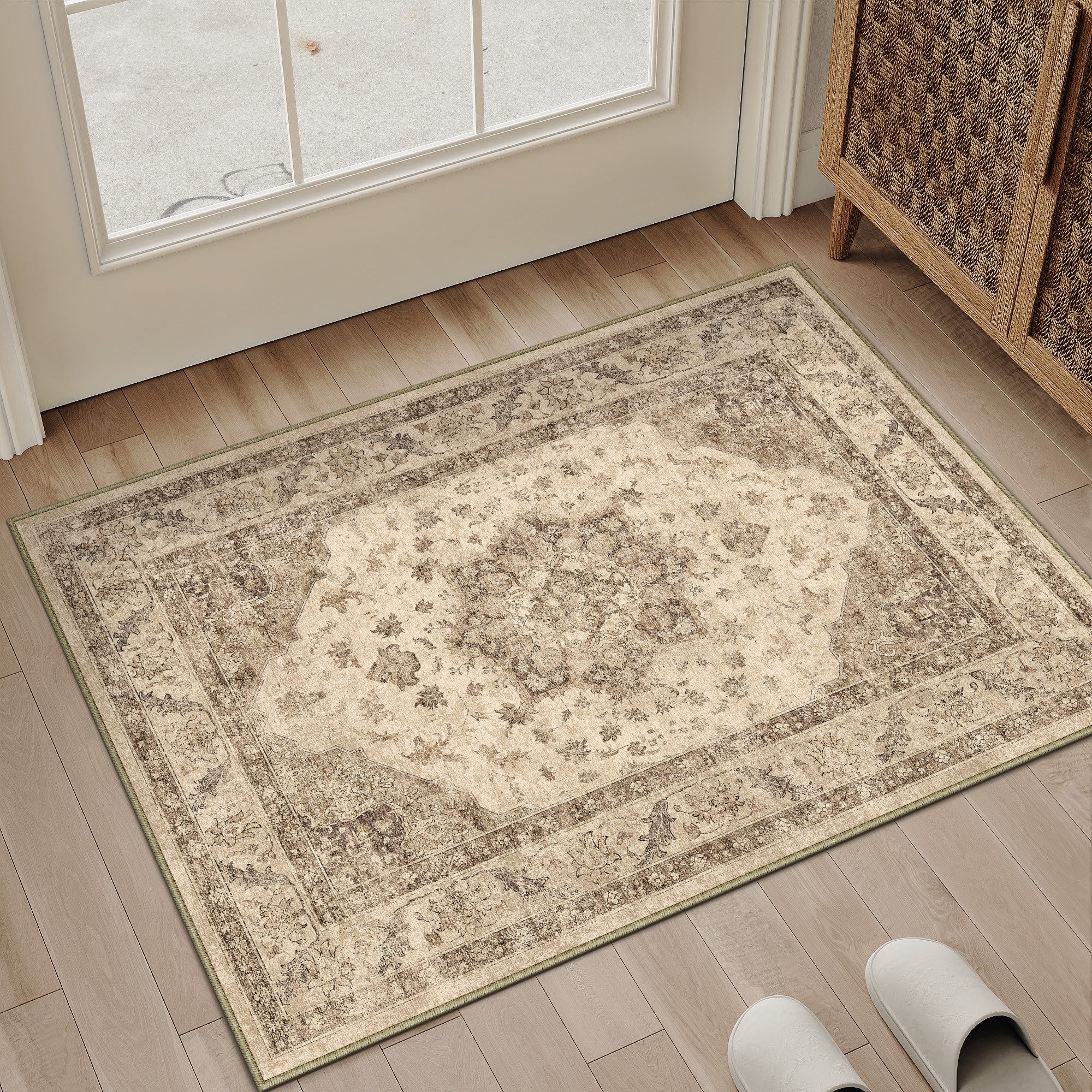PURECOZY Teppich Kurzflor & Weich, Waschbar & Pflegeleicht, Retro-Design, Rechteckig, Höhe: 6.1 mm, geeignet für verschiedene Innenräume