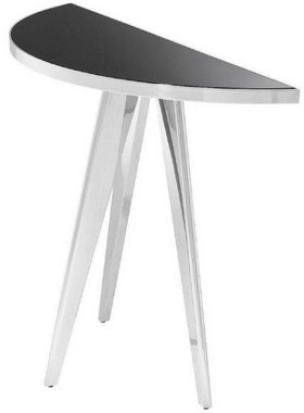 Casa Padrino Beistelltisch Luxus Beistelltisch Silber / Schwarz 100 x 35 x H. 81 cm - Edelstahl Tisch mit Glasplatte - Luxus Möbel