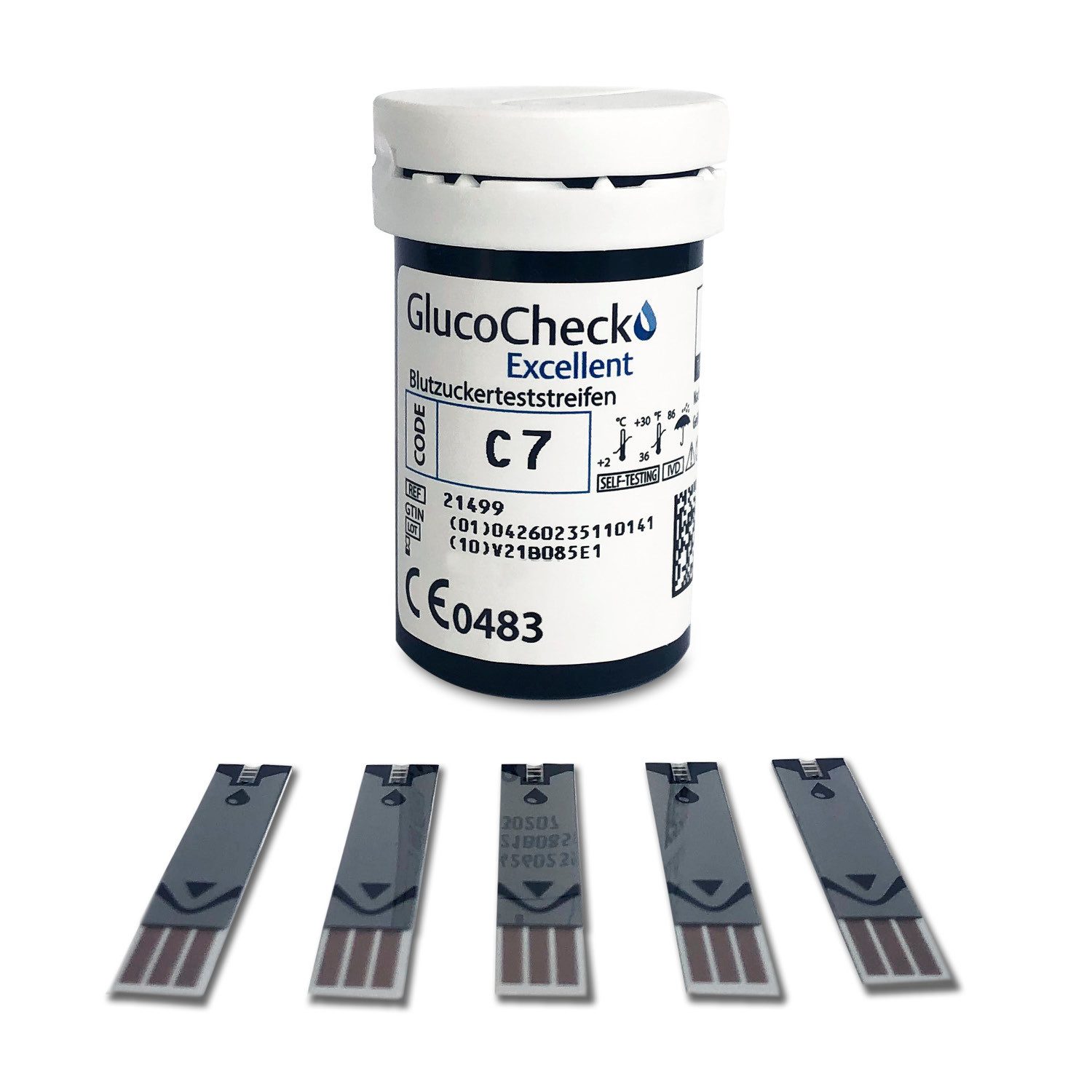 GlucoCheck Blutzucker-Teststreifen GlucoCheck Excellent Blutzuckerteststreifen, 200 Stück, 200-tlg.
