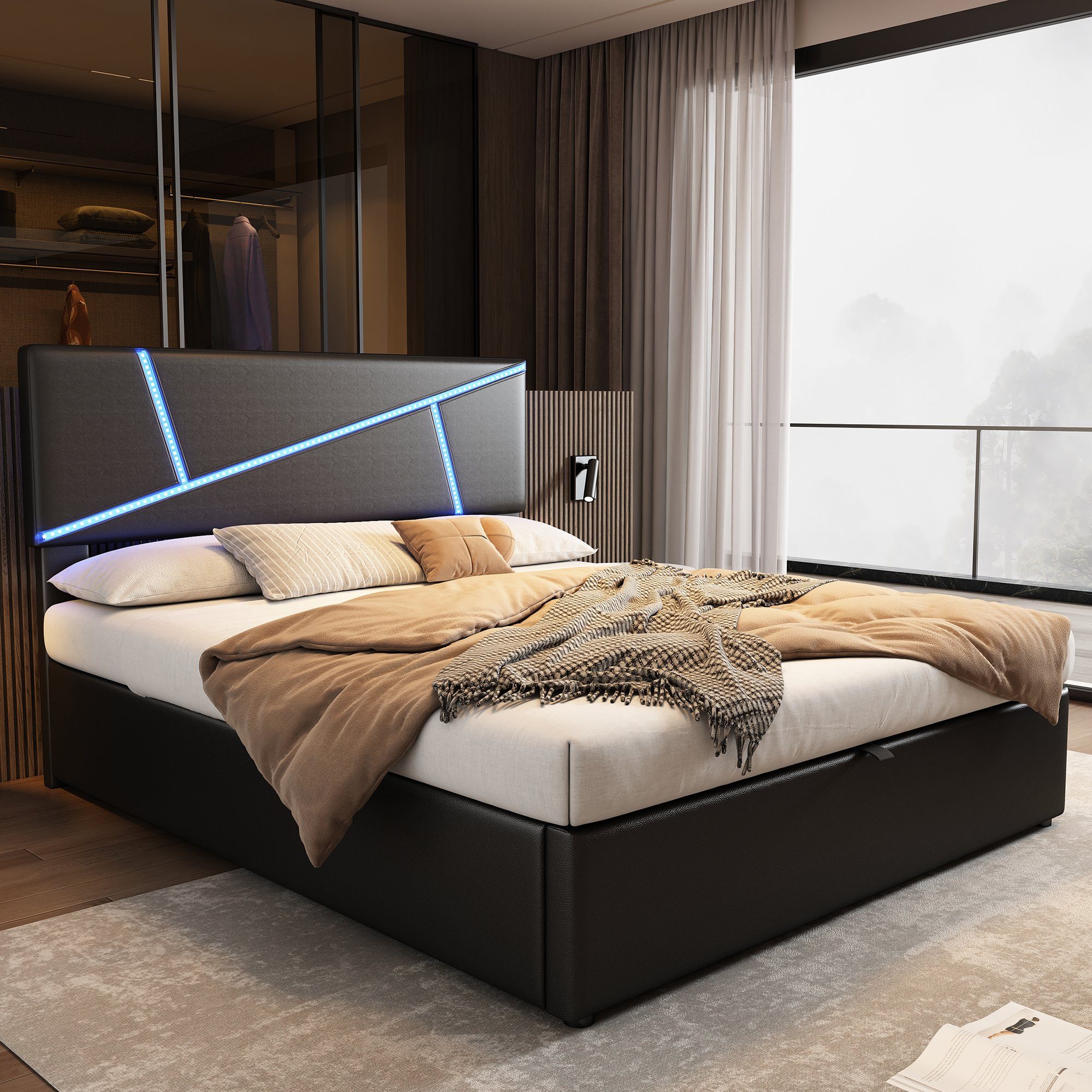REDOM Polsterbett Bequemes (mit LED-Lichtleisten,90*200 cm, günstig online kaufen