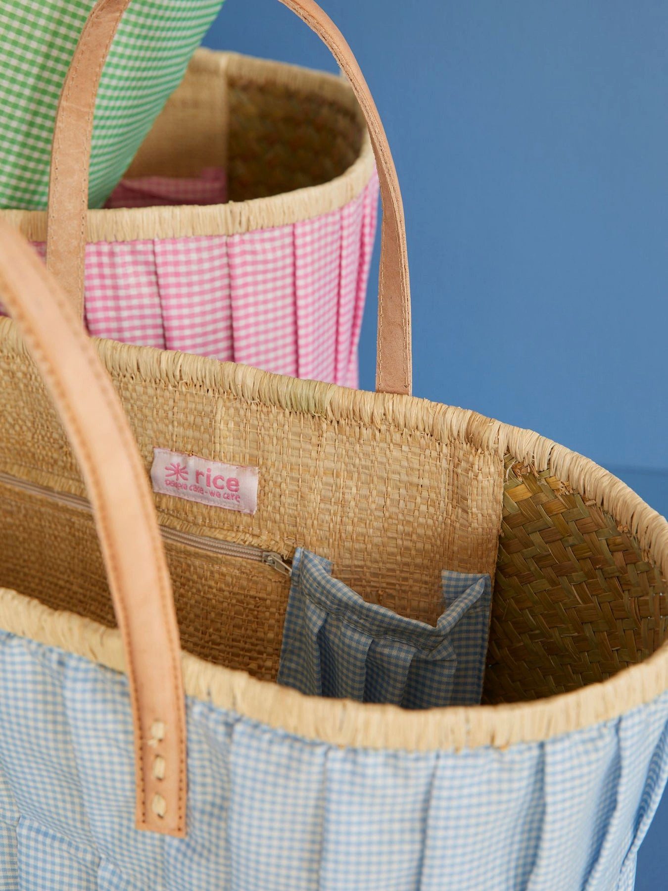 rice Freizeittasche Rice Raffia Einkaufstasche Medium Türkis Blau (1-tlg)