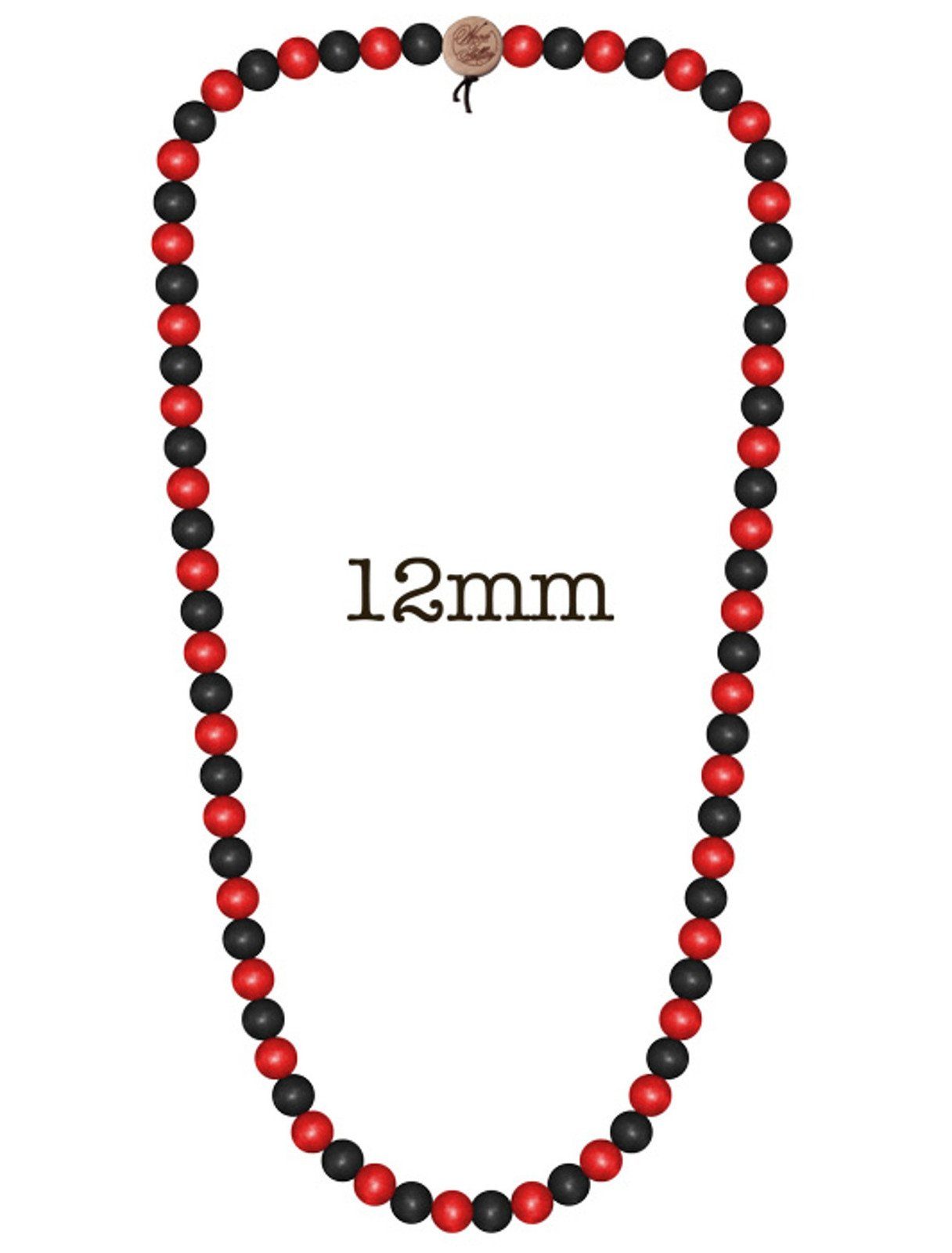 Halsband WOOD Mode-Schmuck lässiger Hals-Schmuck FELLAS FELLAS Holz-Kette Pearl Deluxe WOOD Schwarz/Rot Necklace