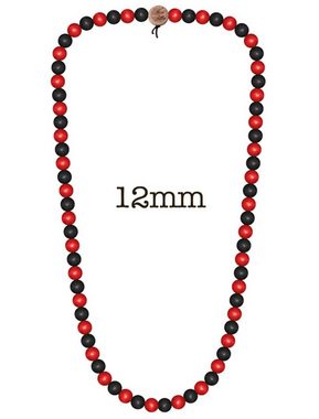 WOOD FELLAS Halsband WOOD FELLAS Holz-Kette lässiger Mode-Schmuck Deluxe Pearl Necklace Hals-Schmuck Schwarz/Rot