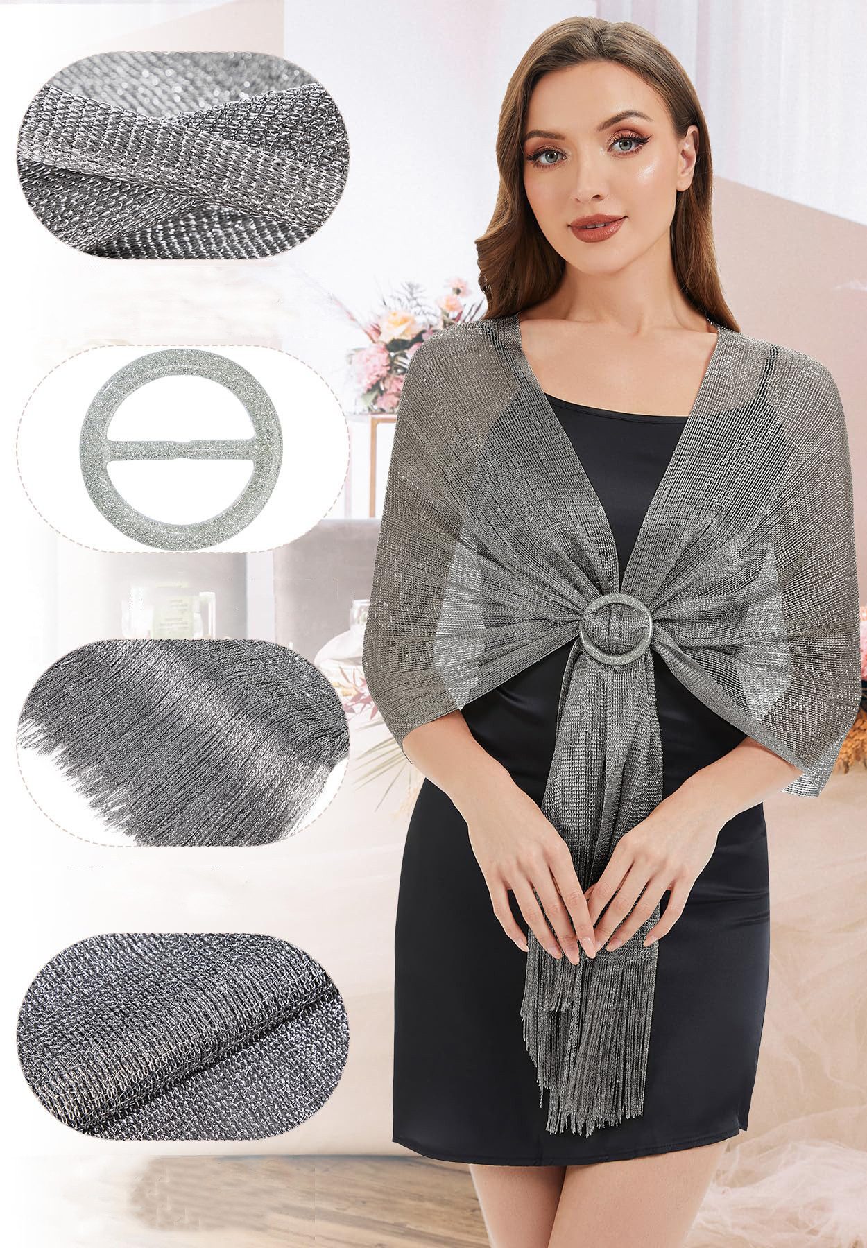 Zaewry Modeschal Schals und -Tücher für Abendveranstaltungen/Hochzeiten/Festkleider, (mit kostenloser Schnalle)