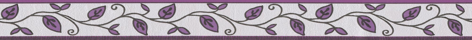 Borders, Création Retro, Selbstklebend Bordüre lila/creme Blumenranke Bordüre strukturiert, Floral A.S. Only