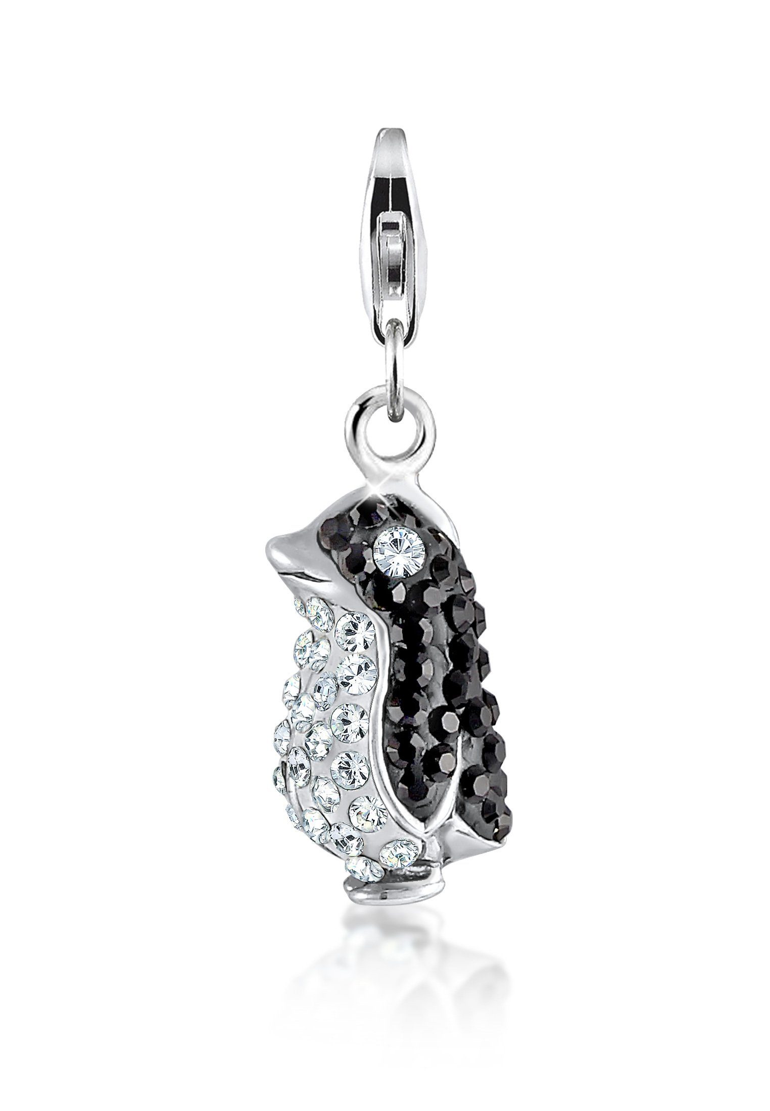Nenalina Charm-Einhänger Anhänger Pinguin 925 Silber, mit Kristallen von Swarovski®