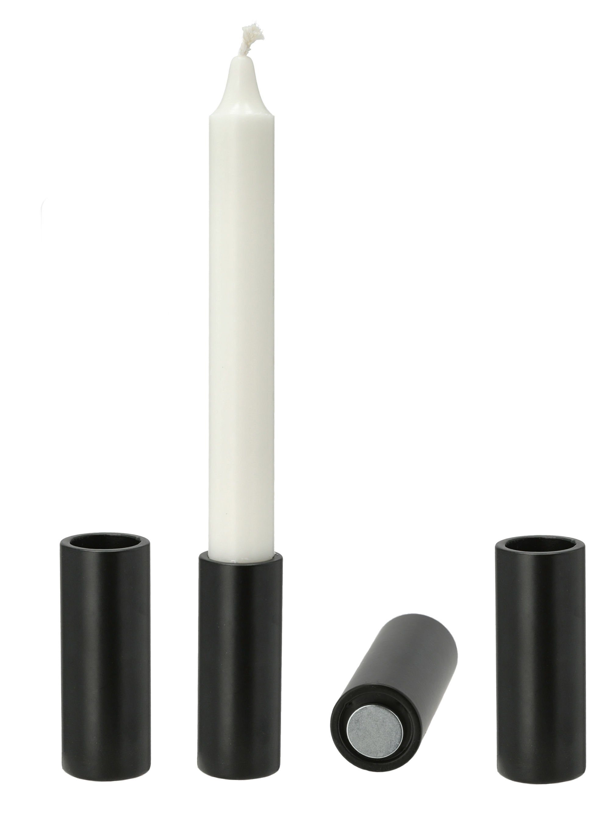 Spetebo Kerzenhalter Magnet Stabkerzen Halter 4er Set je 7,5 cm schwarz (Set, 4 St., 4er-Set), varriabel, Deko, modern, Geburtag,romanstisch, Hochzeit