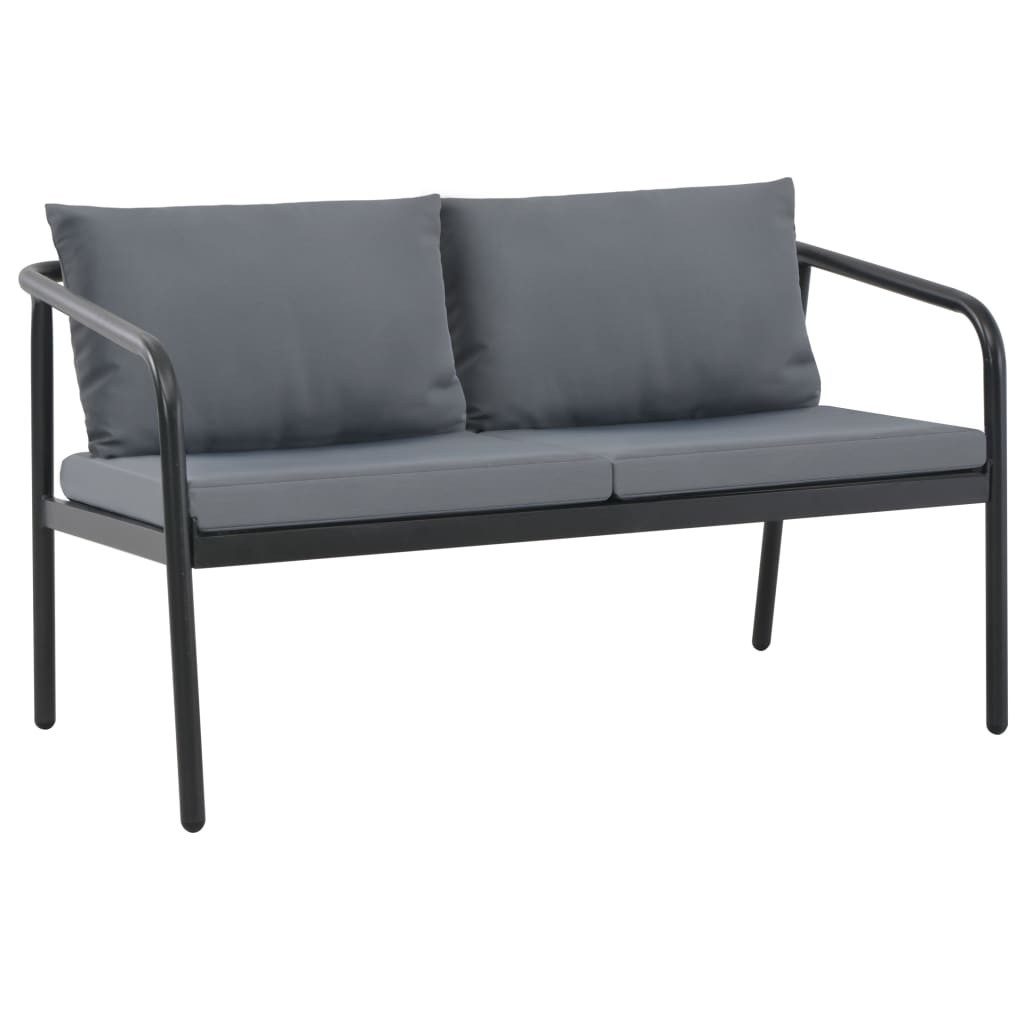 vidaXL Gartenbank 2-Sitzer-Gartenbank mit Auflagen Grau Aluminium