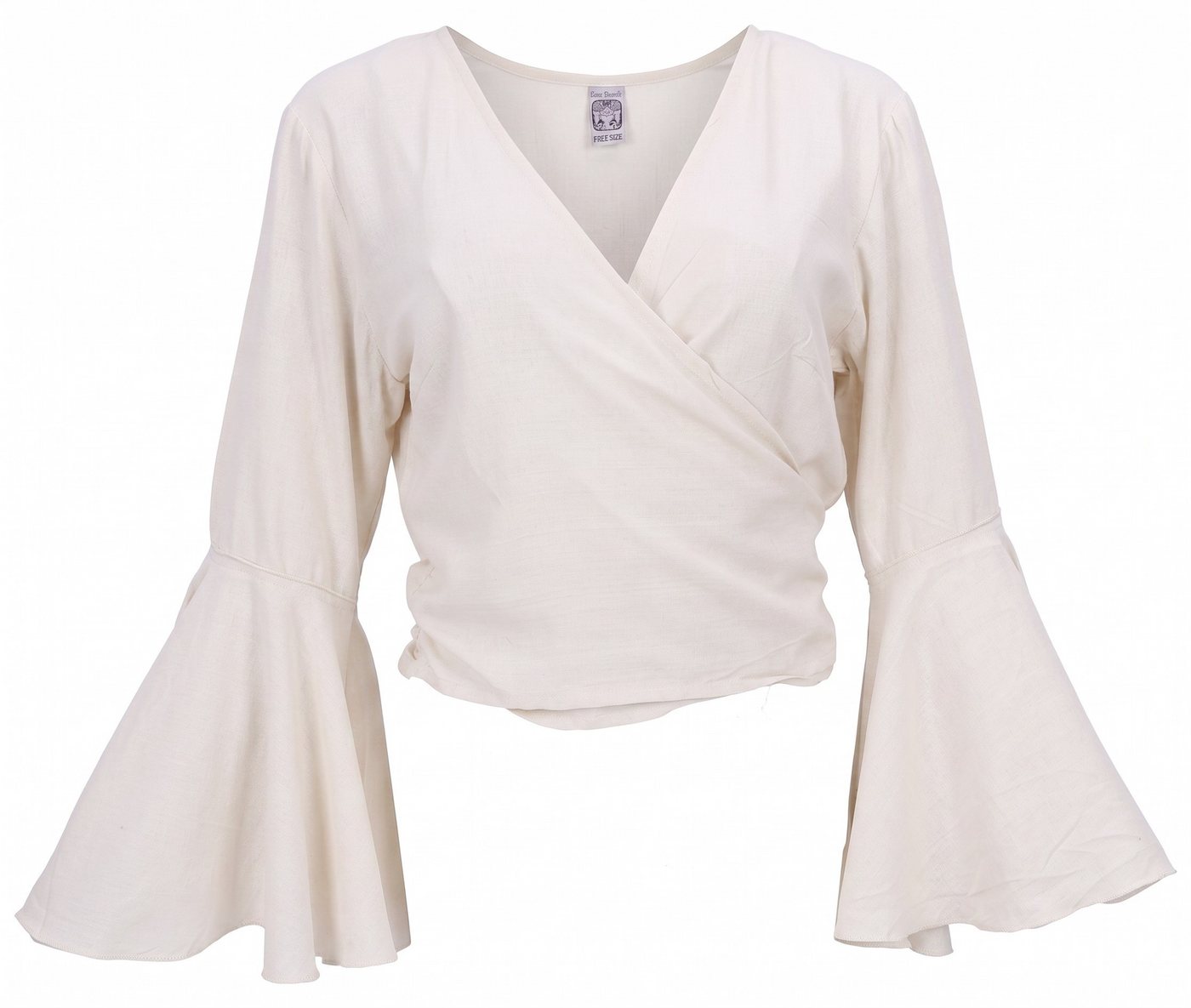 Guru-Shop Longbluse Kurztop, Boho Blusentop, Wickeltop, Wickelbluse.. Festival, Ethno Style, alternative Bekleidung
