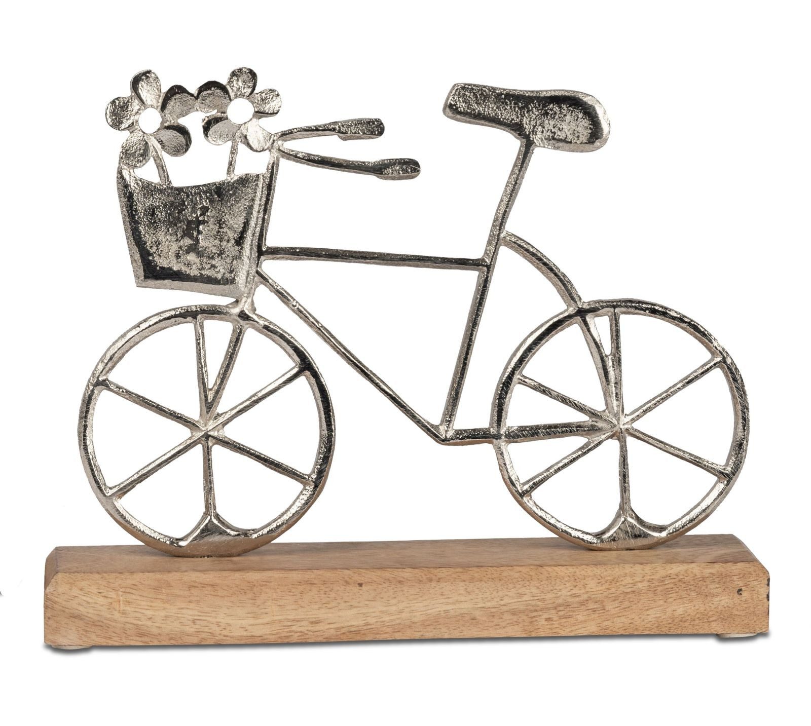 formano Dekofigur Fahrrad Deko 2er Set Fahrrad aus Aluminium und Mangoholz 20x17cm