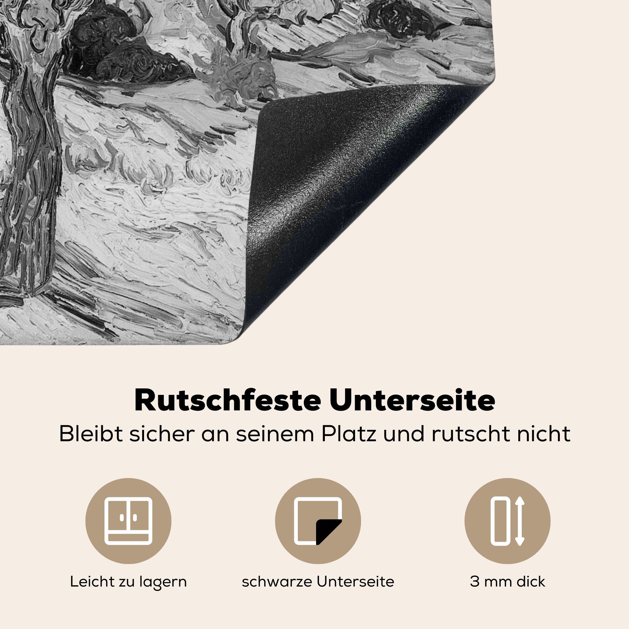 MuchoWow Herdblende-/Abdeckplatte Der Maulbeerbaum - weiß, Schwarz küche, tlg), und Ceranfeldabdeckung Vinyl, Gogh - Induktionsmatte van für die cm, (1 Vincent 59x52