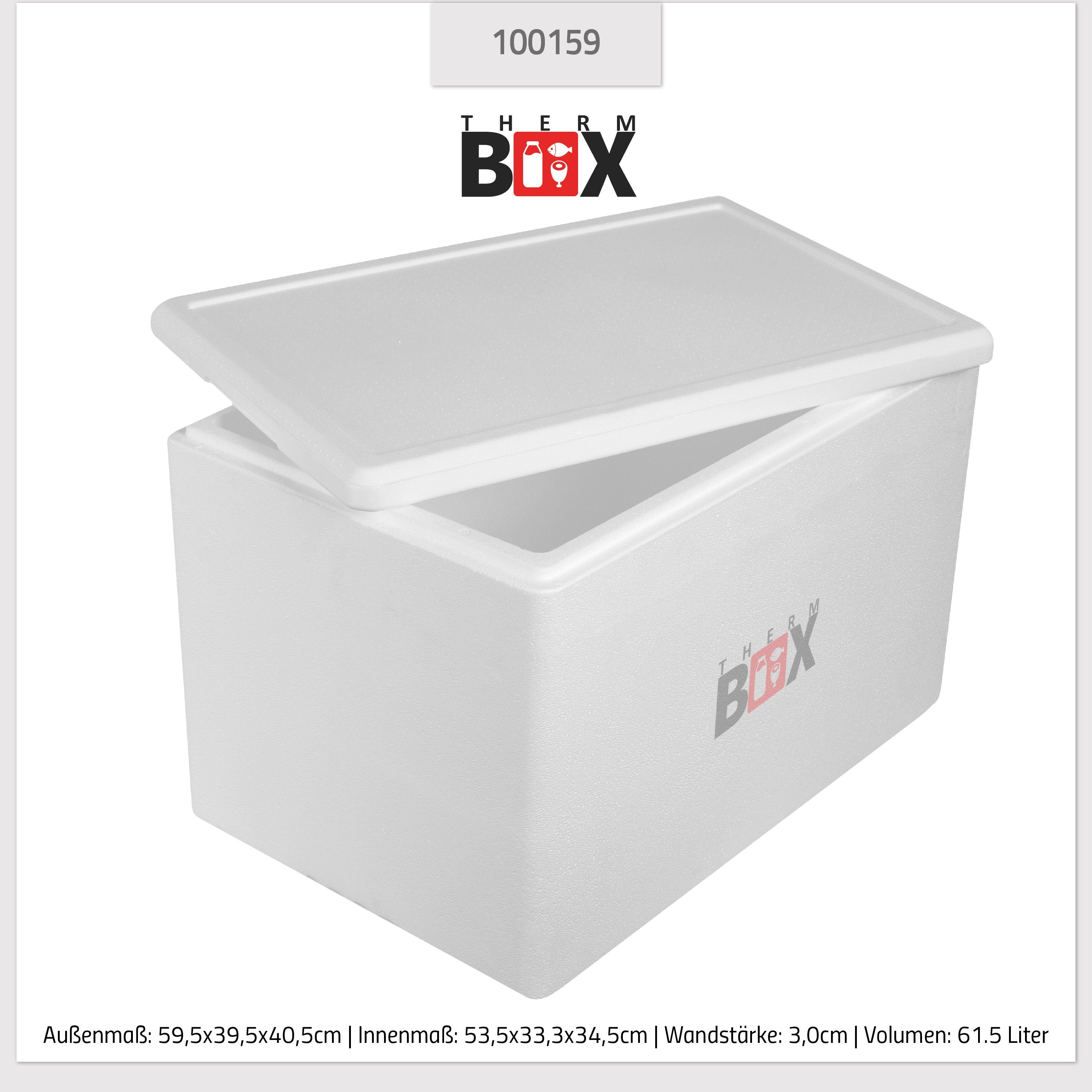 Karton), 61W (1, Isolierbox Box 3cm Styropor-Verdichtet, Wiederverwendbar Wand: 61,5L, Innen: Warmhaltebox 53x33x34cm Deckel Styroporbox Thermobox im Kühlbox THERM-BOX Thermobehälter mit 0-tlg.,