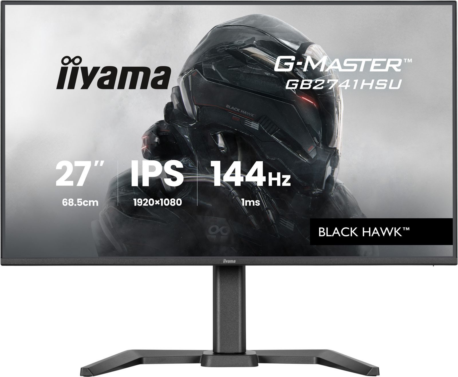 Iiyama 27 GB2741HSU-B1 HDMI DP USB TFT-Monitor (1920 x 1080 px, Full HD, 144 Hz, IPS, Adaptive-Sync, Lautsprecher, HDCP, Pivot, Höhenverstellbar)