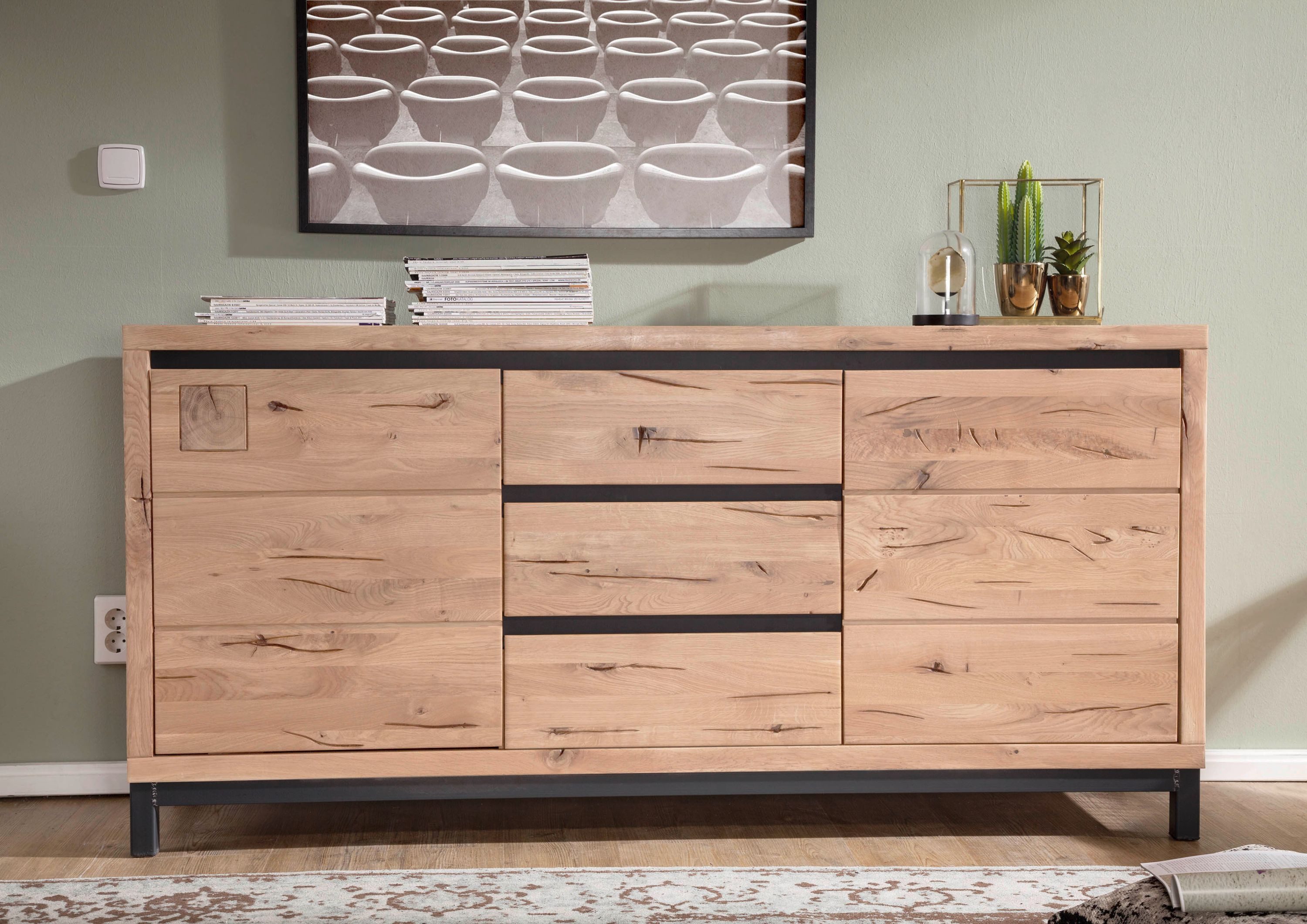 Massivmoebel24 Sideboard (Sideboard Wildeiche 175x45x85 bianco günstig online kaufen