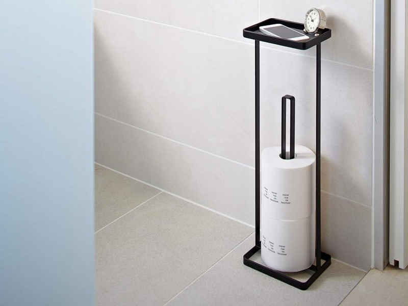 Yamazaki Toiletten-Ersatzrollenhalter »Tower«, Toilettenpapierständer, mit Ablage, freistehend