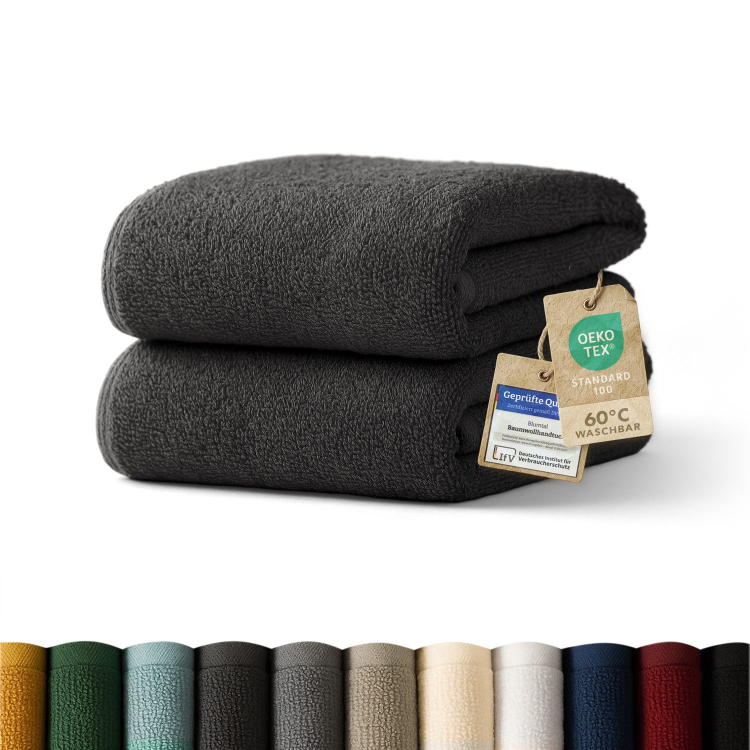 Blumtal Handtücher 2er-Set Premium Frottier-Handtücher, 50x100cm, 100% Baumwolle, Frottee (2X (50x100 cm), 2-St), Oeko-TEX zertifiziert - Ultra saugstarkes Frottier Handtücher