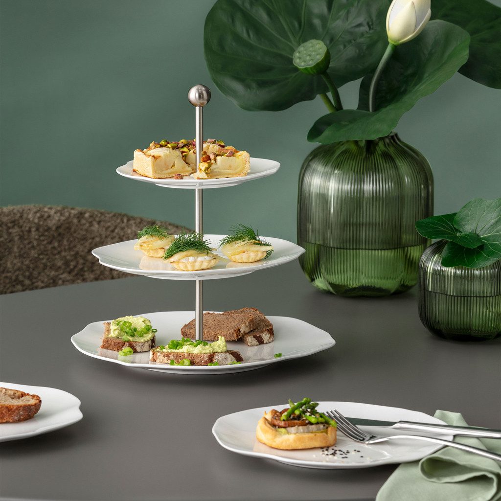 Villeroy & Boch Etagere Pura Etagere 27,5x27,5x27cm, Porzellan, (1-tlg), Premium Bone Porcelain, mikrow.- & spülm.sicher, Made in Germany