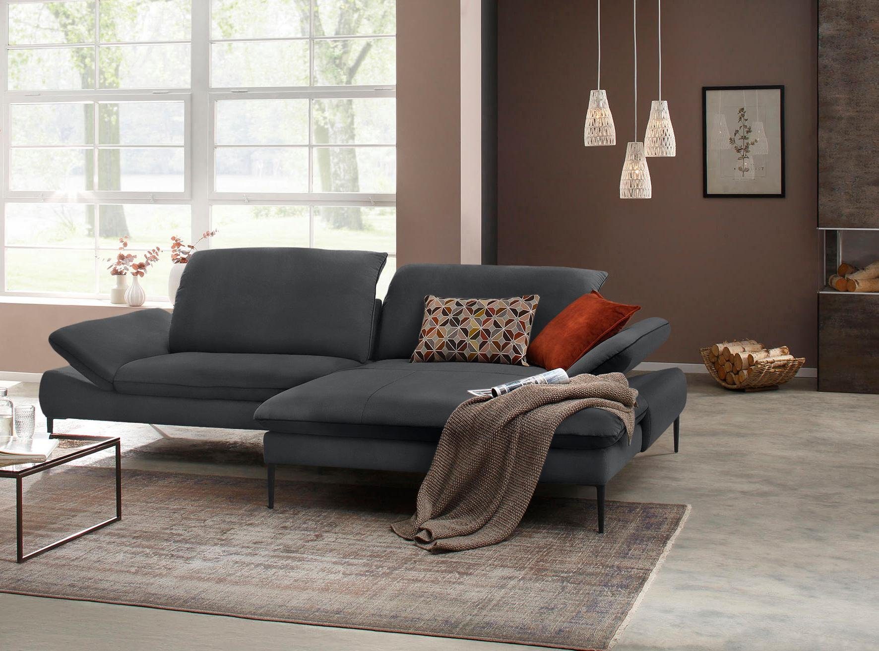 W.SCHILLIG Ecksofa enjoy&MORE, Designsofa, elegant und bequem, L-Form, Sitztiefenverstellung, Füße schwarz pulverbeschichtet, Breite 294 cm