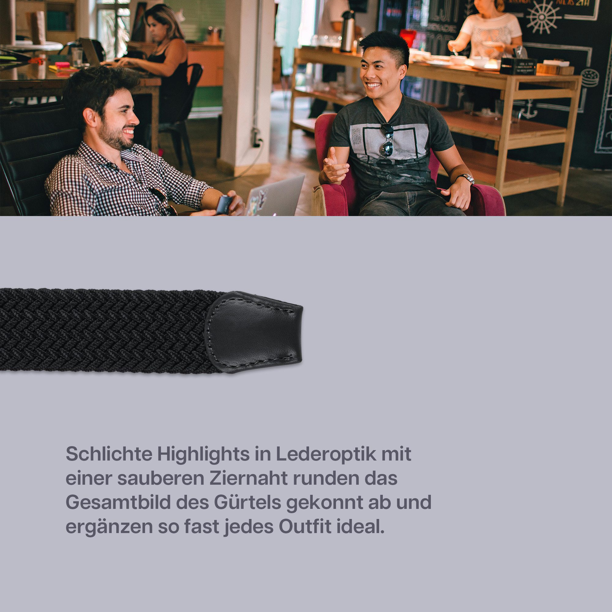 hemmy Fashion Stoffgürtel dehnbar elastisch (2-St) ohne Löcher, stufenlos, viele verschiedene Farben/Designs – Bild 3 von 5