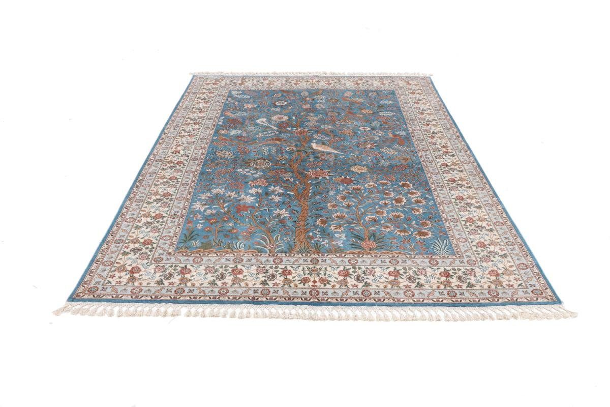 Trading, Nain Handgeknüpfter 12 Seidenteppich Orientteppich, Isfahan Höhe: Seidenkette 181x266 rechteckig, Indo mm