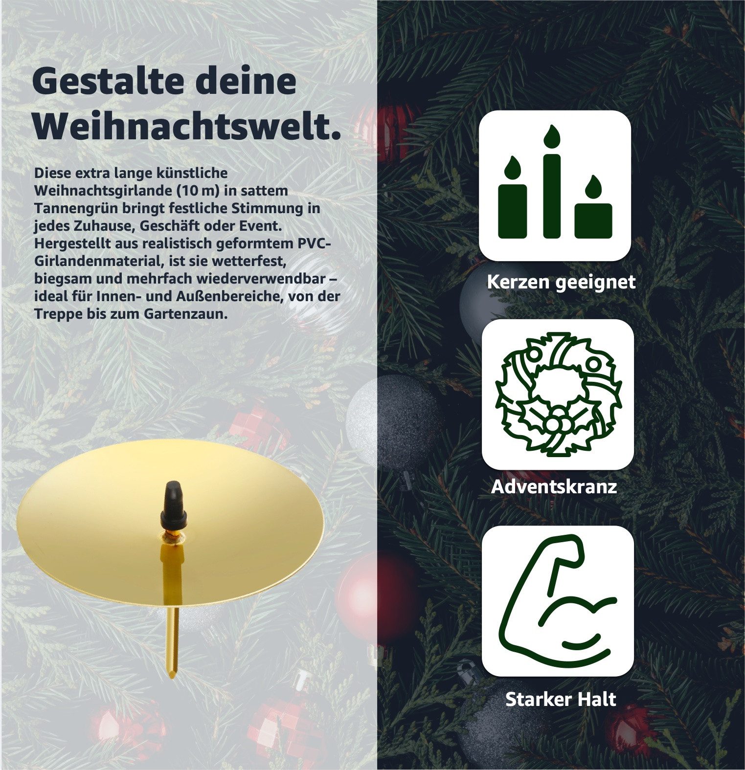 Weihnachtswunder® Kerzenhalter 4x Kerzenhalter mit Dorn gold 5cm groß Kerze günstig online kaufen