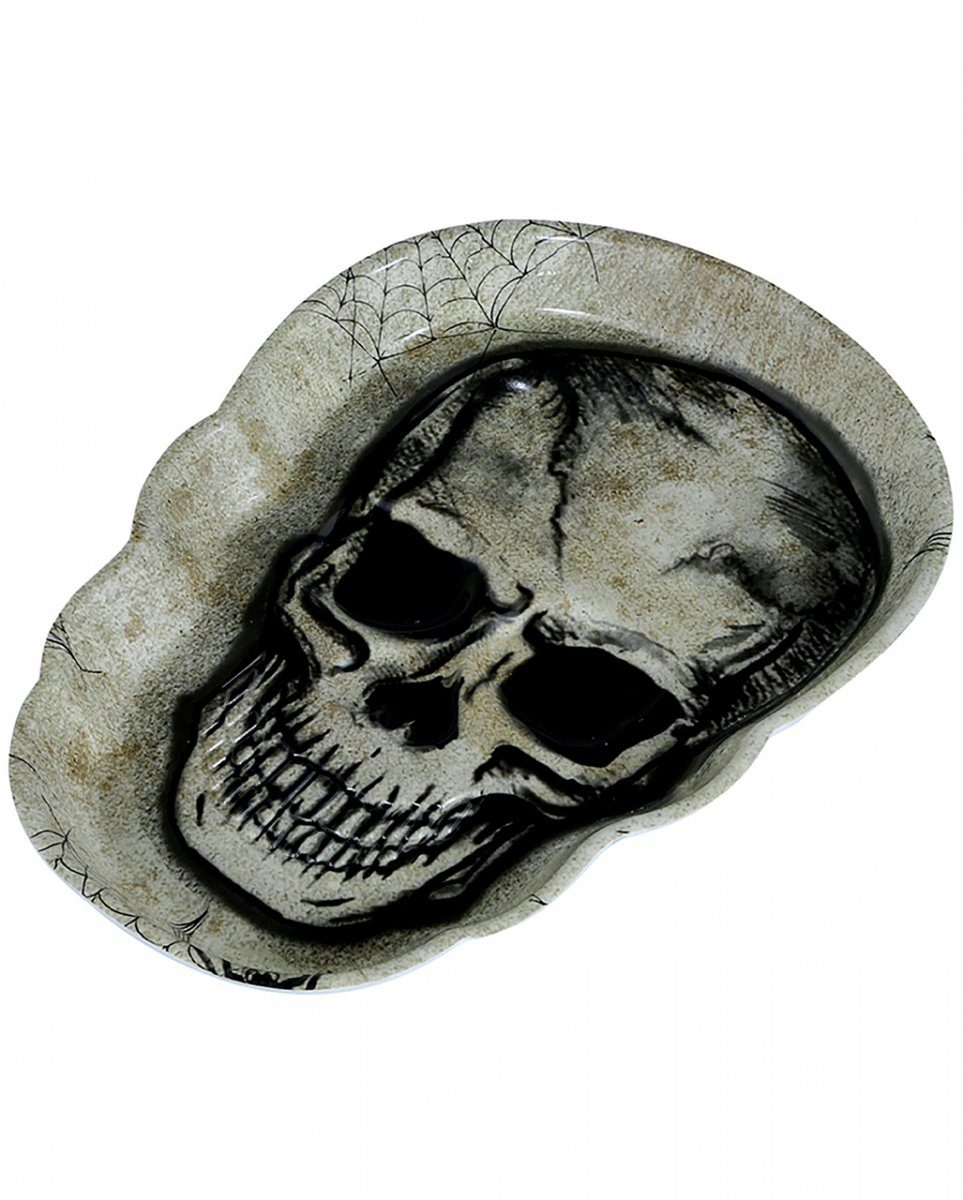 Horror-Shop Dekofigur Totenschädel Halloween Kunststoff Tablett aus