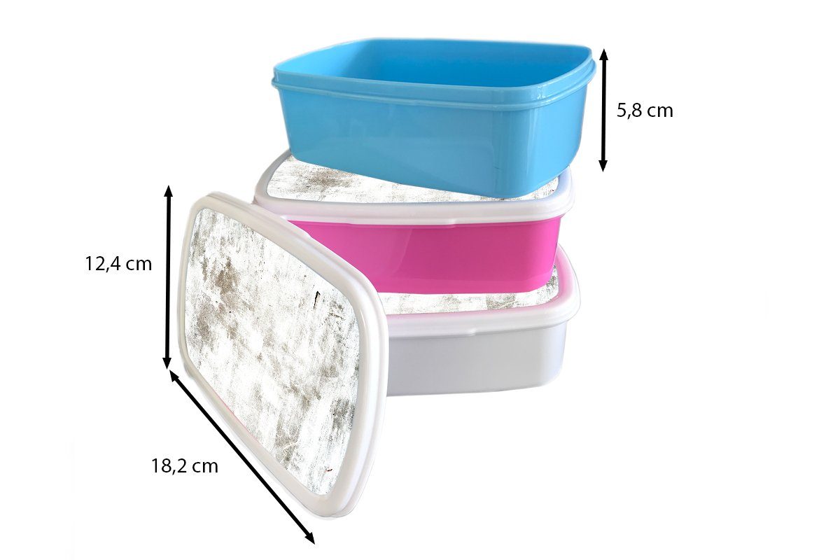 MuchoWow Lunchbox Beton Kunststoff Weiß (2-tlg), - Kinder, rosa Snackbox, - Mädchen, Brotdose Erwachsene, - für Brotbox Kunststoff, Braun Muster