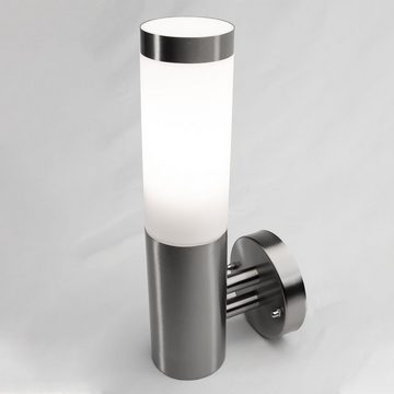 Grafner Außen-Wandleuchte Edelstahl Wandlampe Außen Wandleuchte 10WB, Energiesparend, ohne Leuchtmittel, je nach Leuchtmittel, Auch für LED Leuchtmittel geeignet