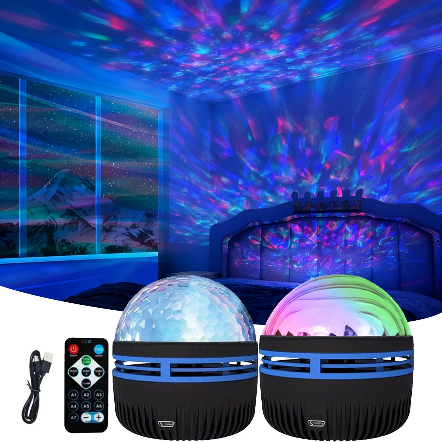 PRIISF Projektionslampe LED Nordlicht Projektor Sternenhimmel Aurora Wasser günstig online kaufen