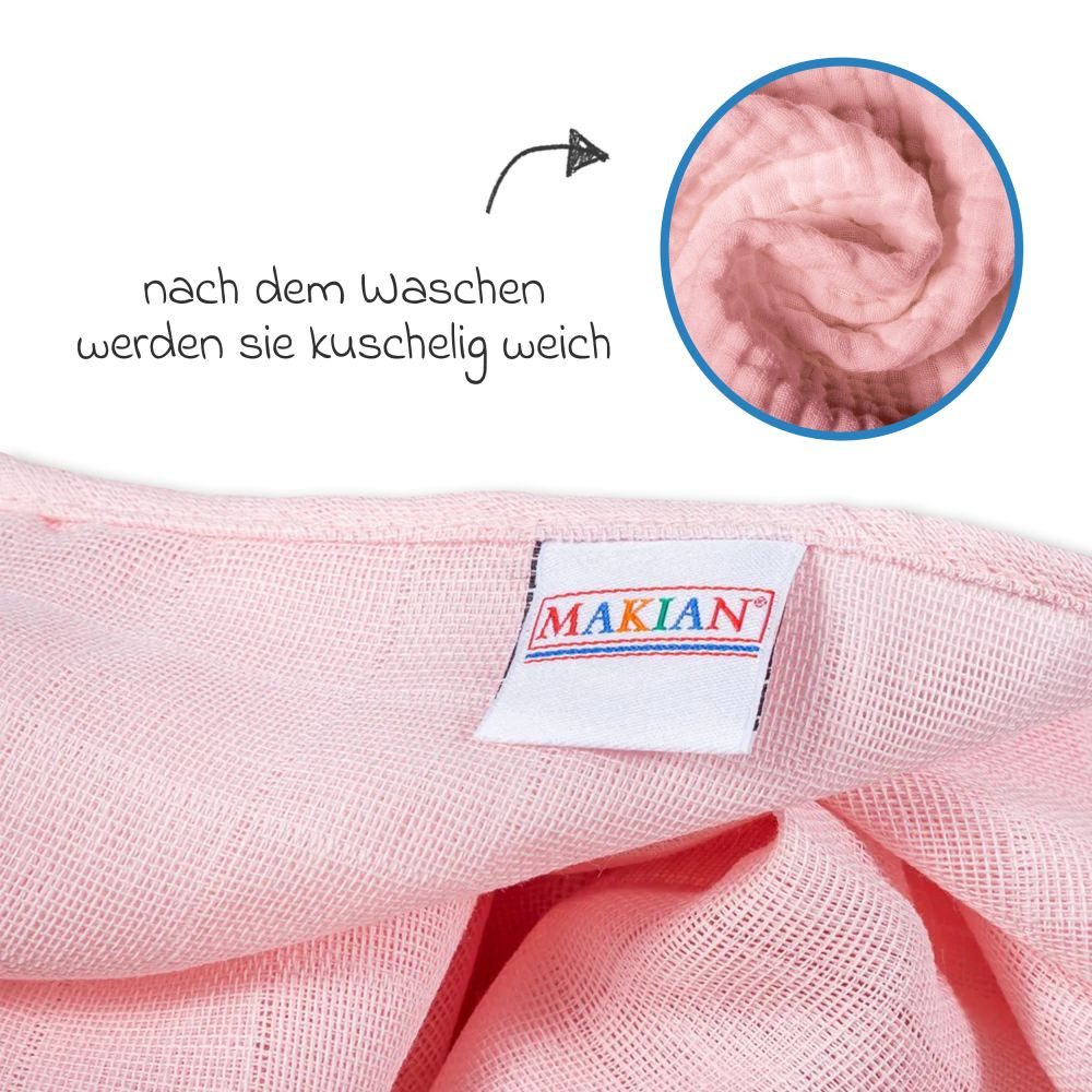 Makian Stoffwindeln Orchidee / Puder, Mullwindeln Mulltücher 8 Stück 80x80 cm Spucktücher 100 % Baumwolle
