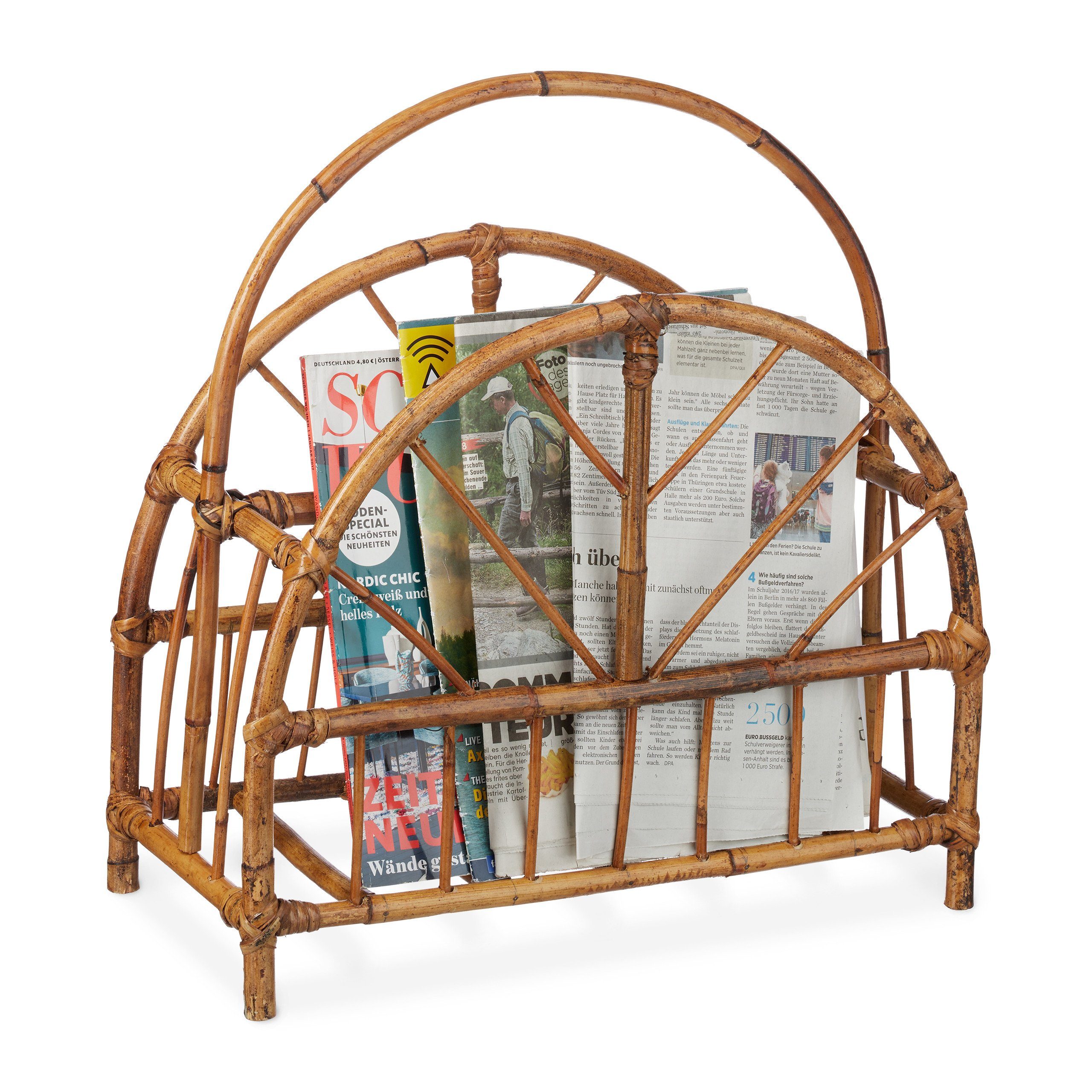 relaxdays Zeitungsständer Rattan rund günstig online kaufen