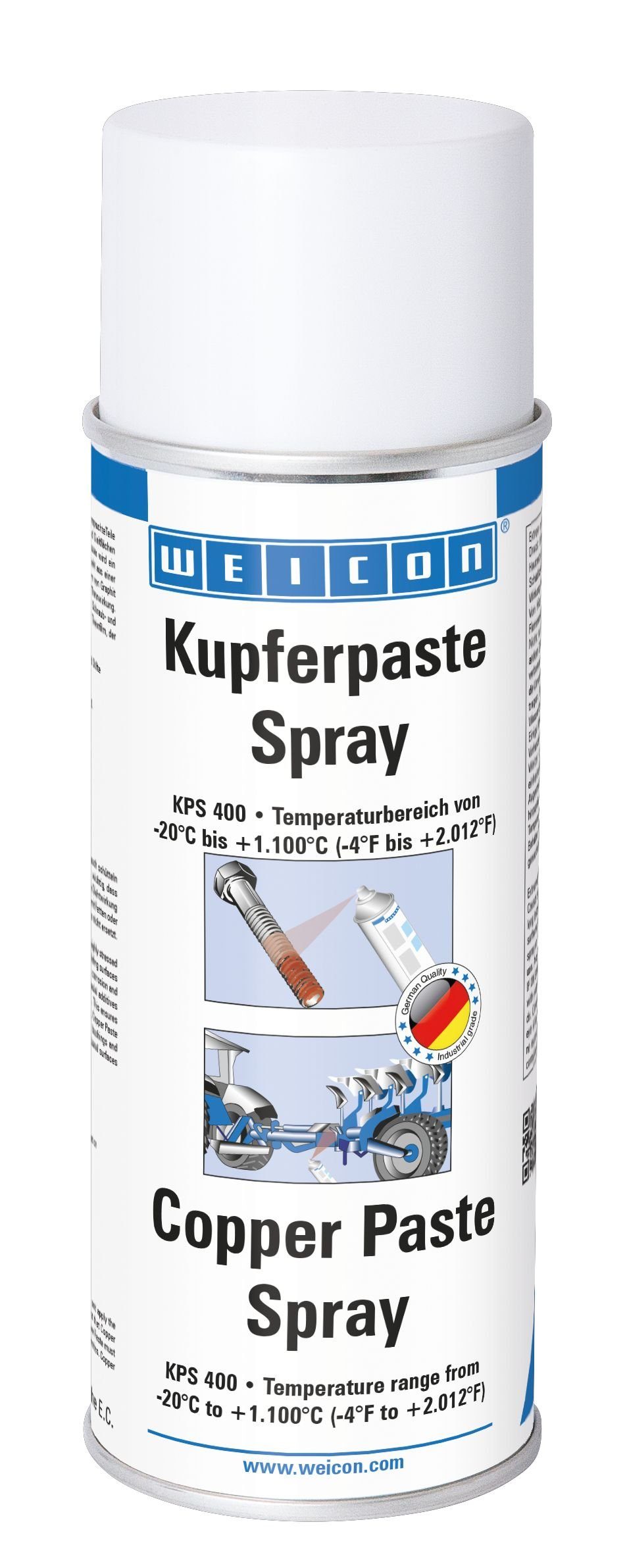 WEICON Montagepaste Kupferpaste Spray, Schutz-, Trenn- und Schmierstoff, 400 ml, (Sprühdose), für hochbeanspruchte Teile bei hohen Temperaturen