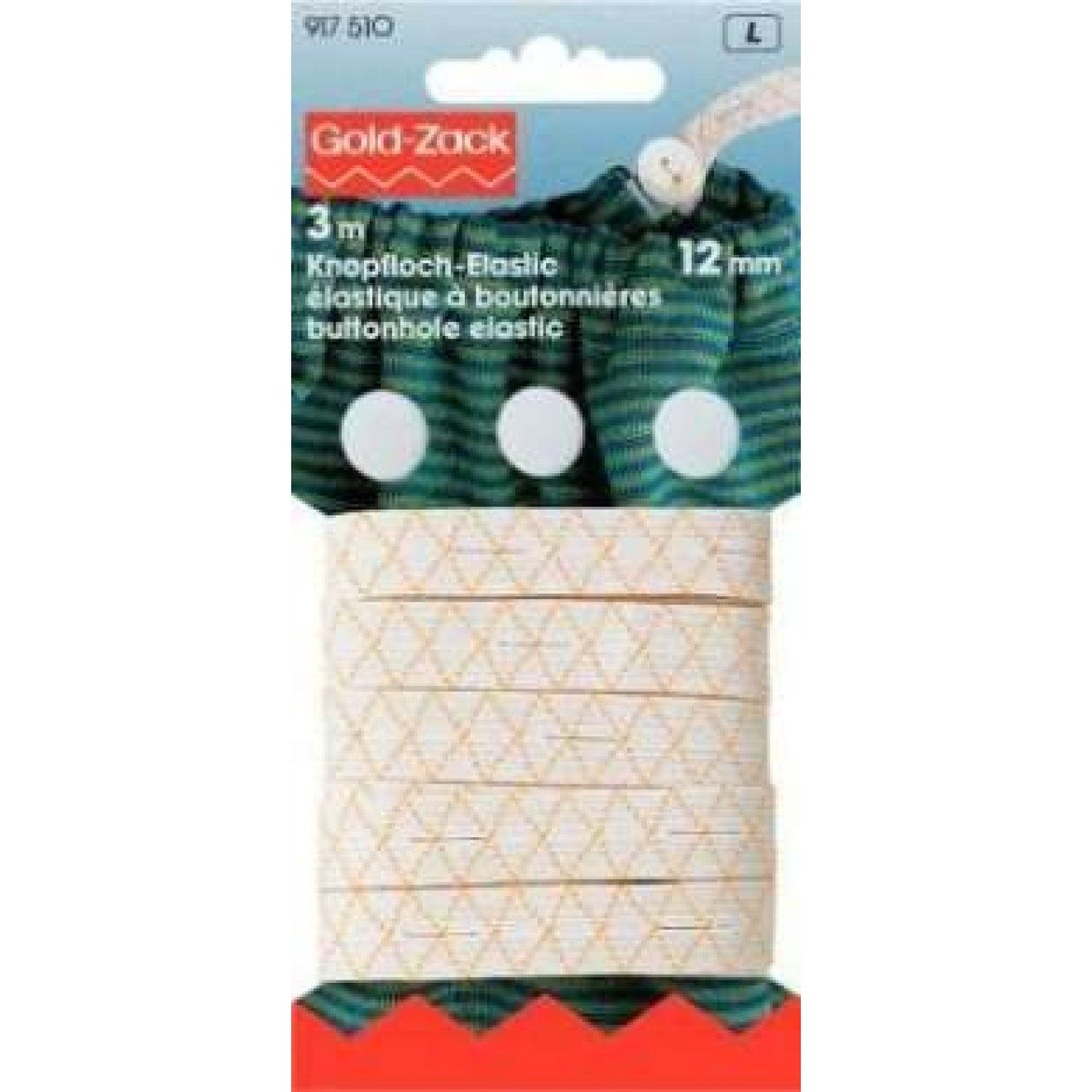 Prym Stricknadeln Knopfloch-Elastic 12 mm weiß 3 m