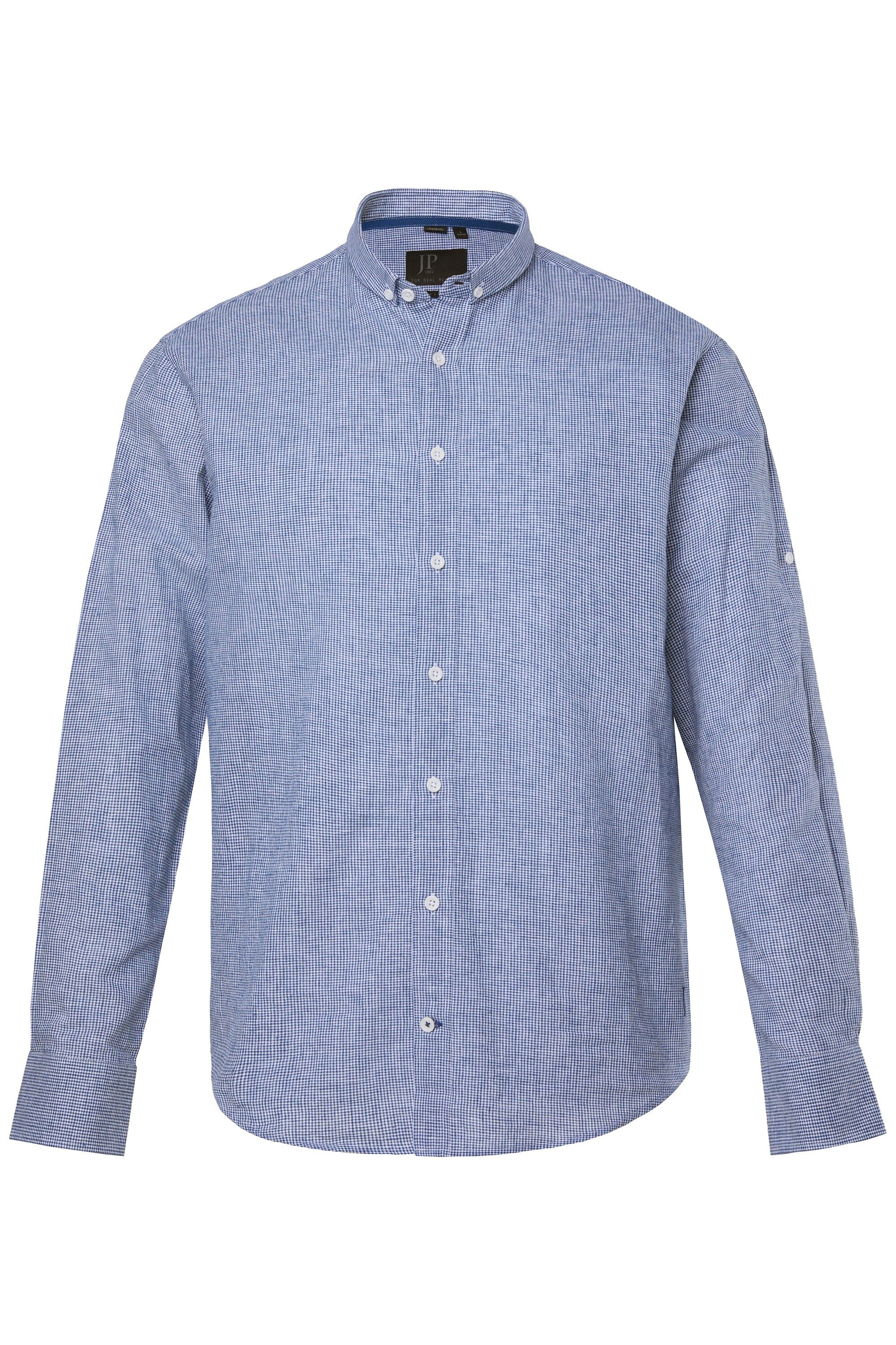 JP1880 Businesshemd Karohemd Trachten Langarm Leinenmix Modern Fit
